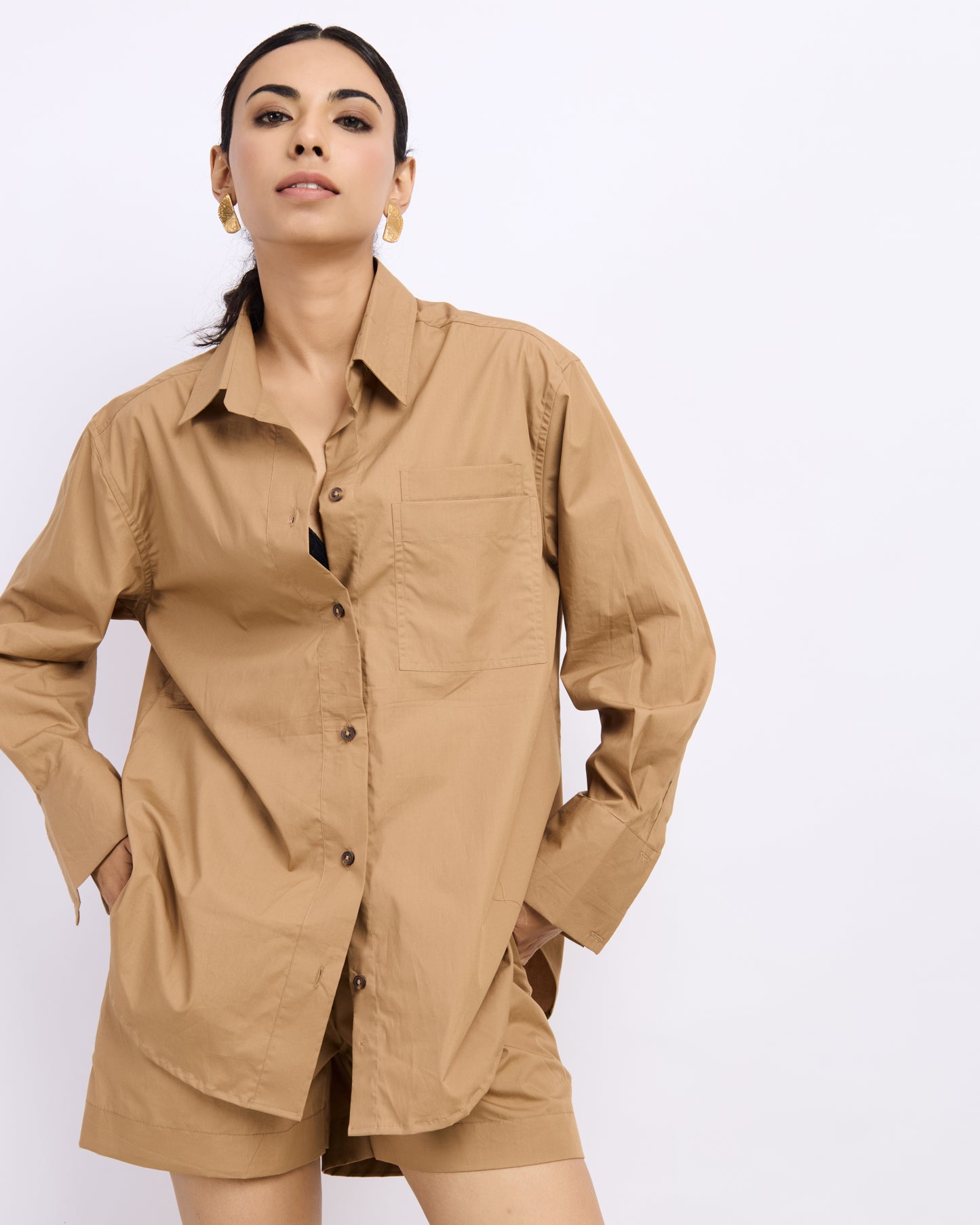 Beige Cotton Poplin Set
