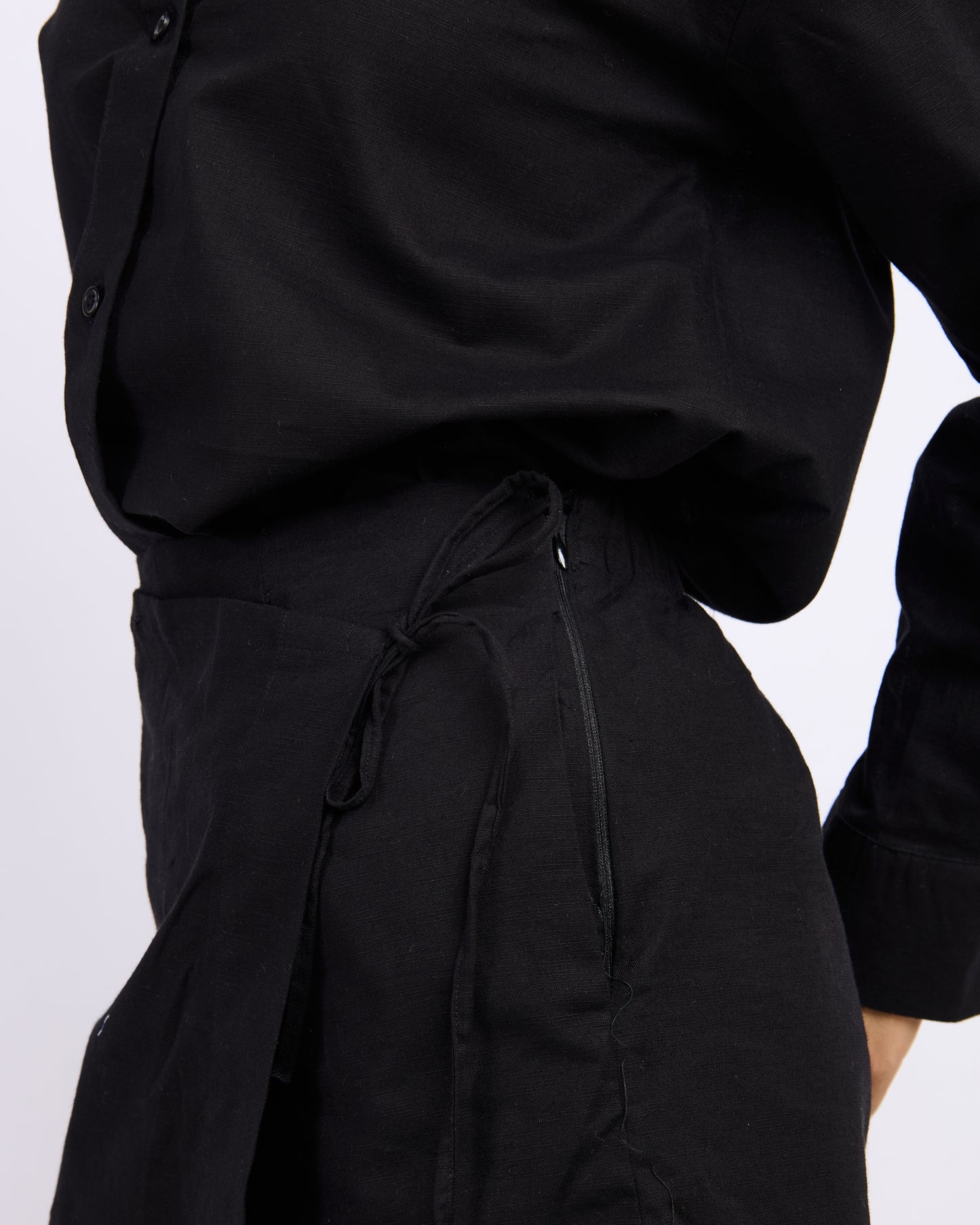 Black Linen Skort