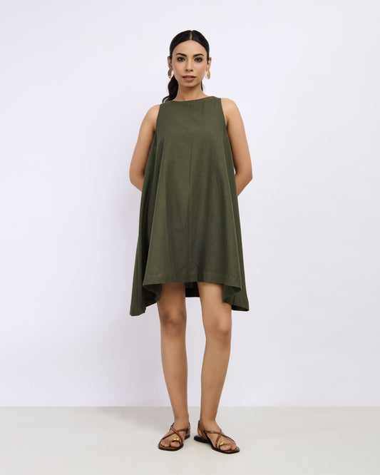 Olive Linen Dress
