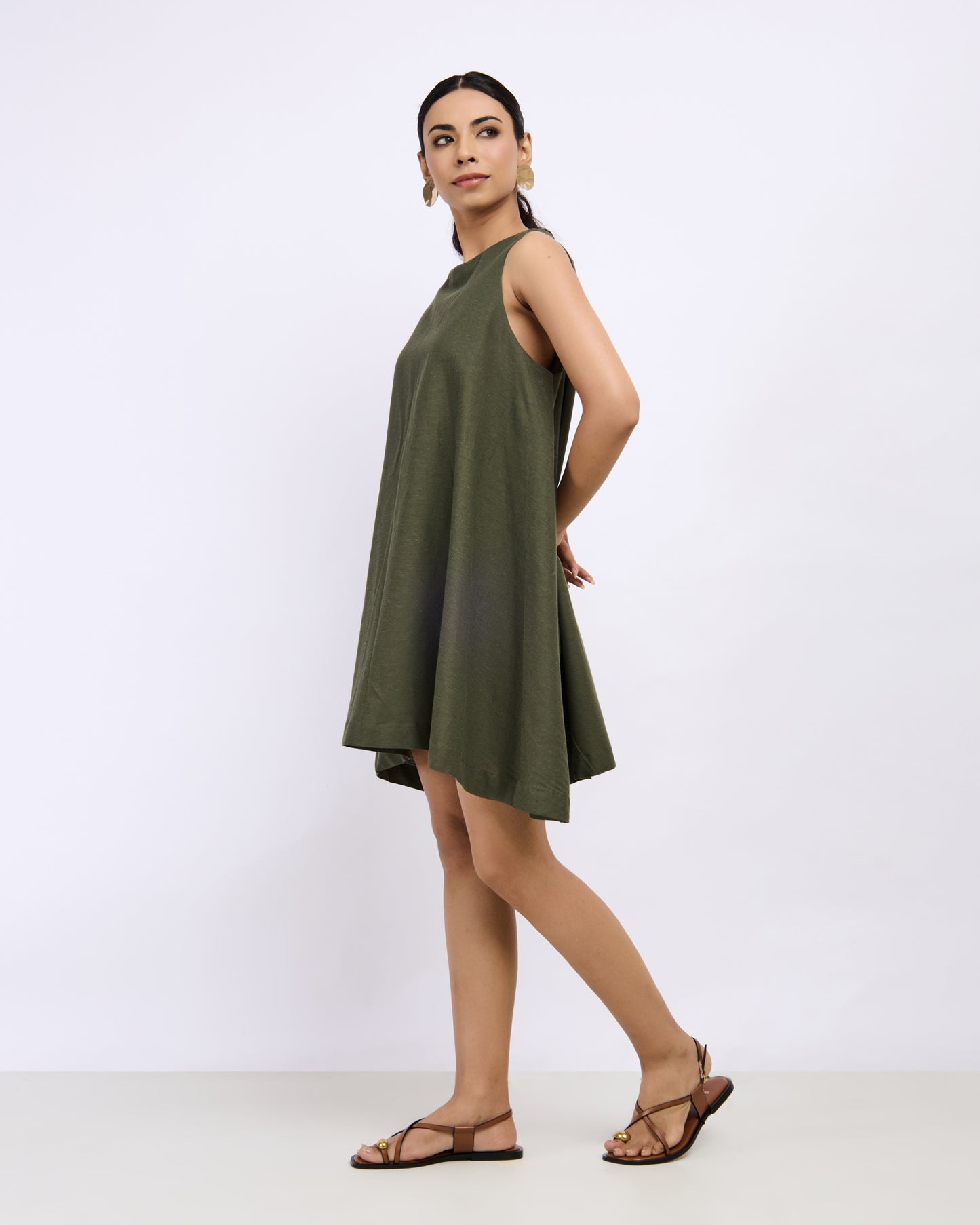 Olive Linen Dress