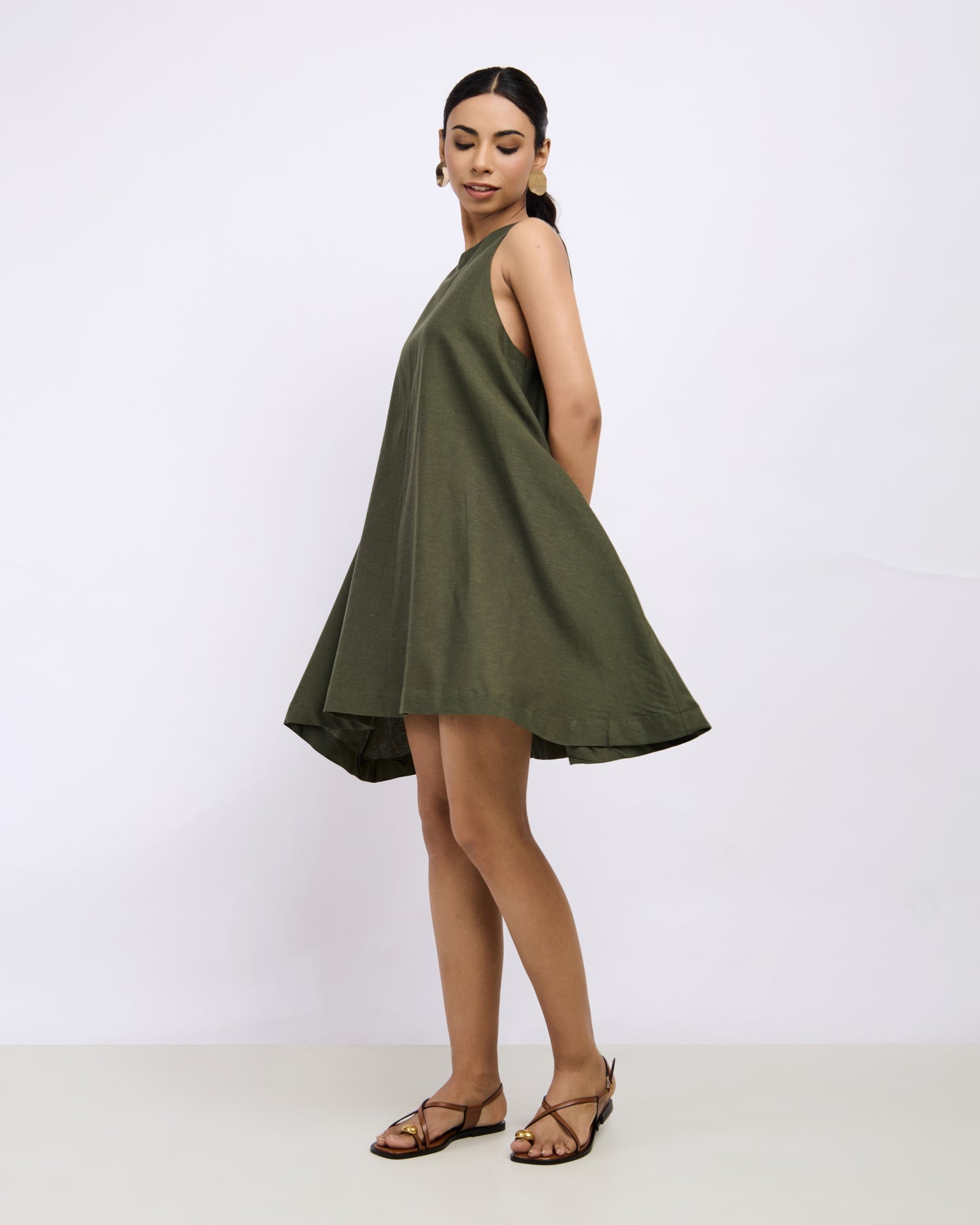 Olive Linen Dress