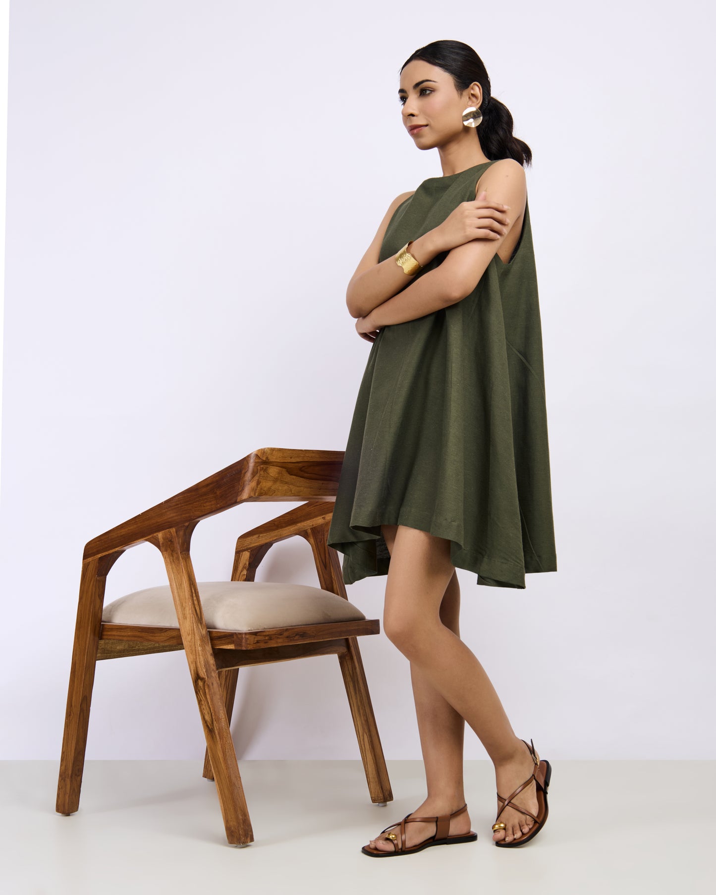 Olive Linen Dress