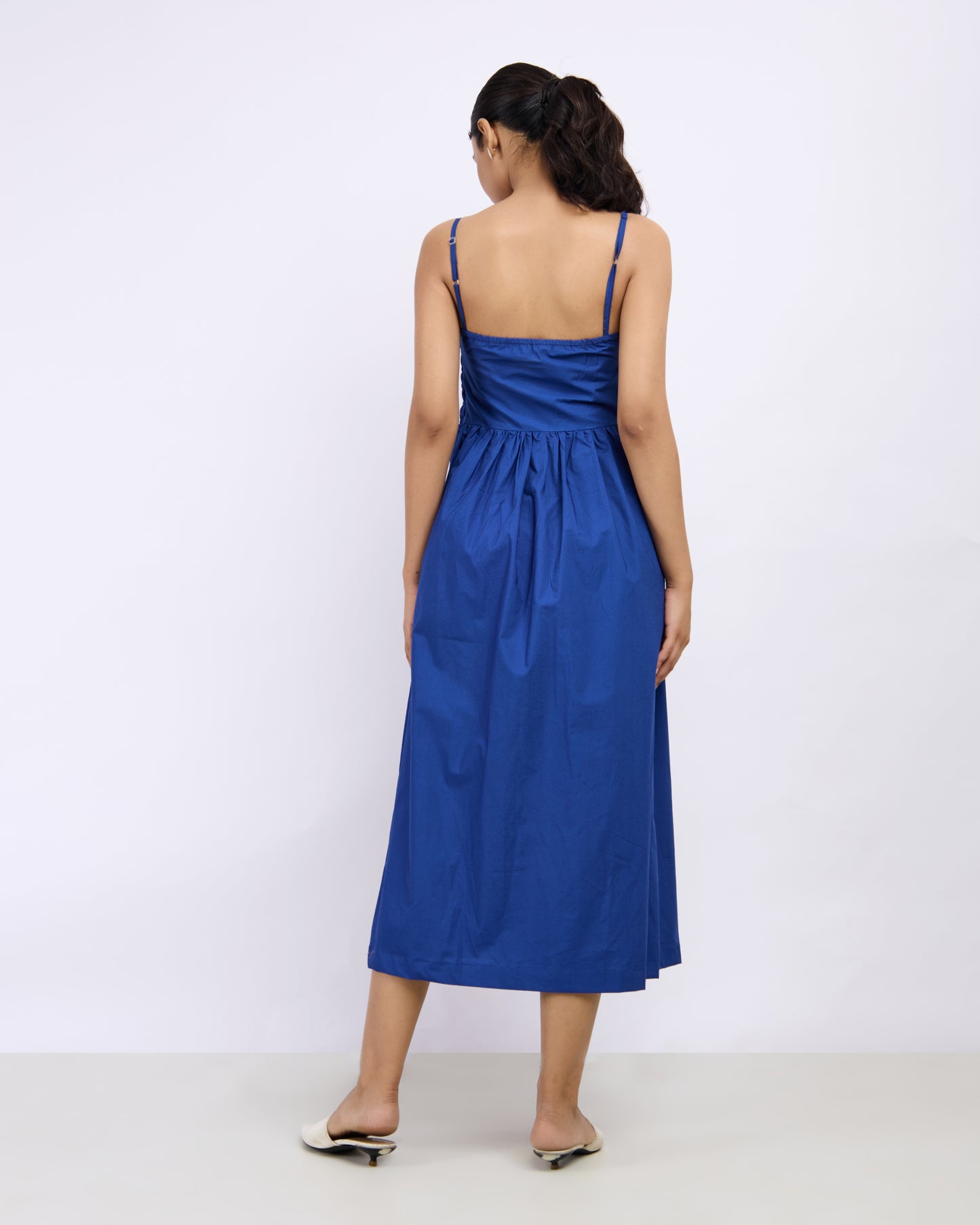 Royal Blue Gathered Smocked Maxi Dress
