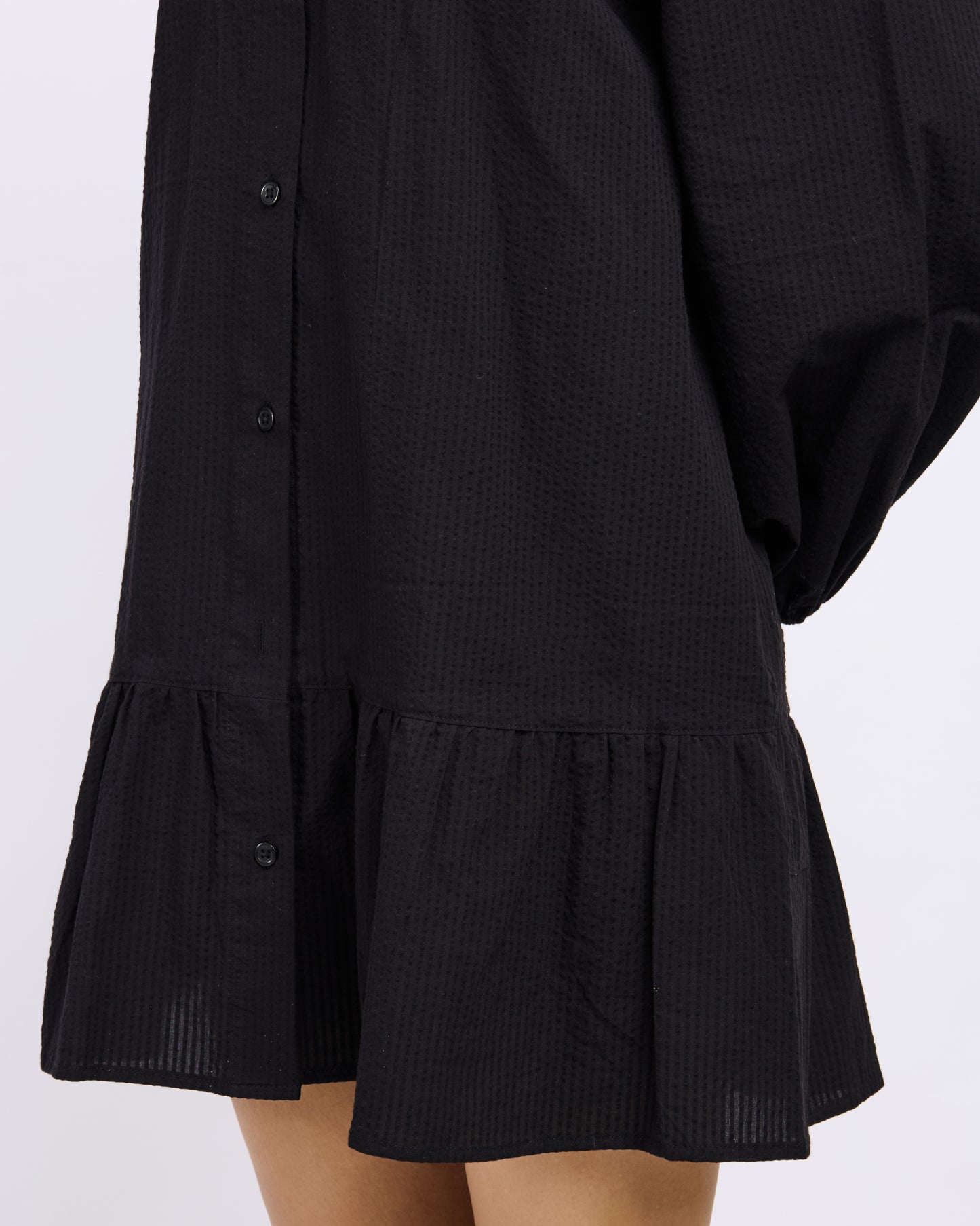 Black Seersucker Cotton Dress