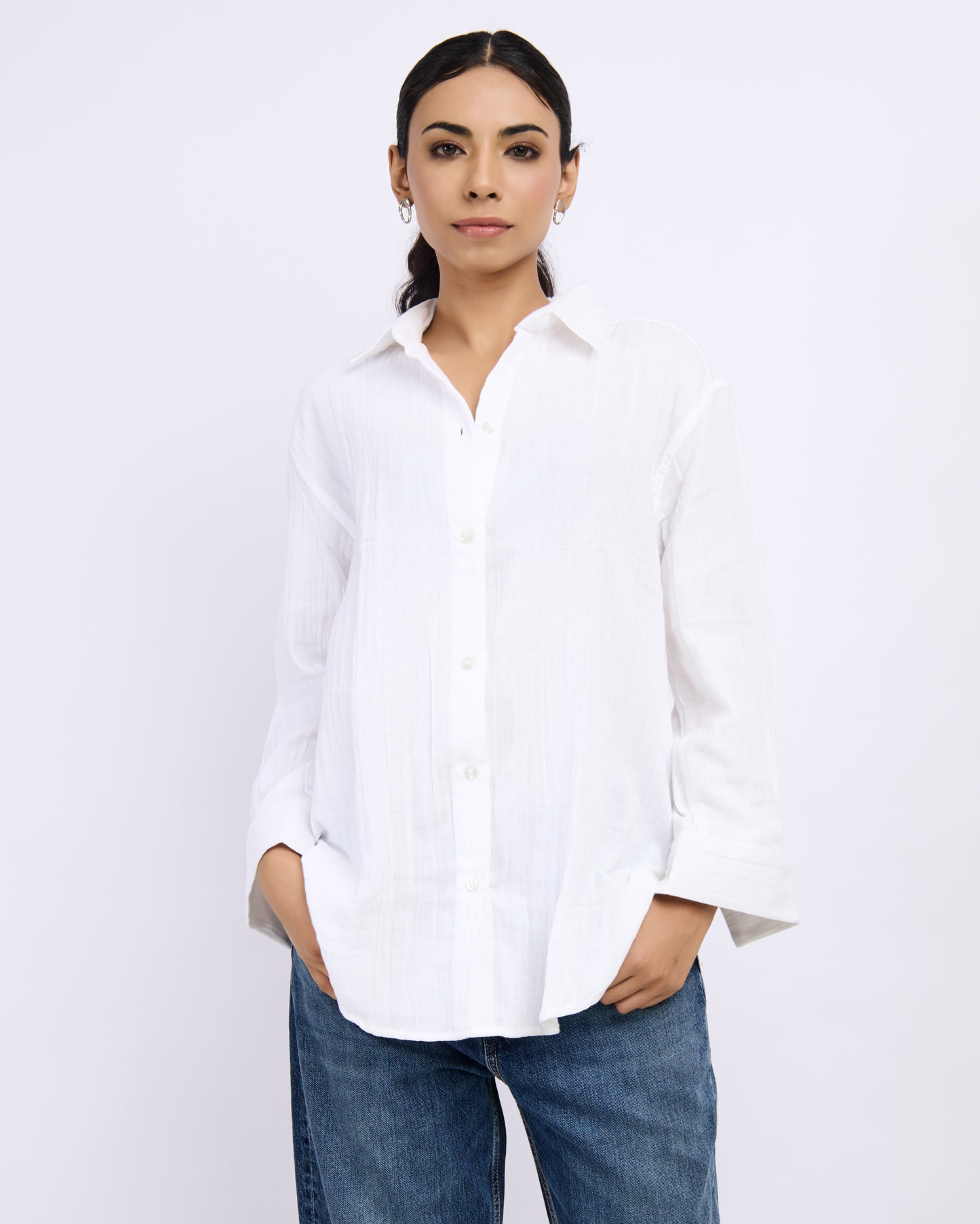White Gauged Shirt