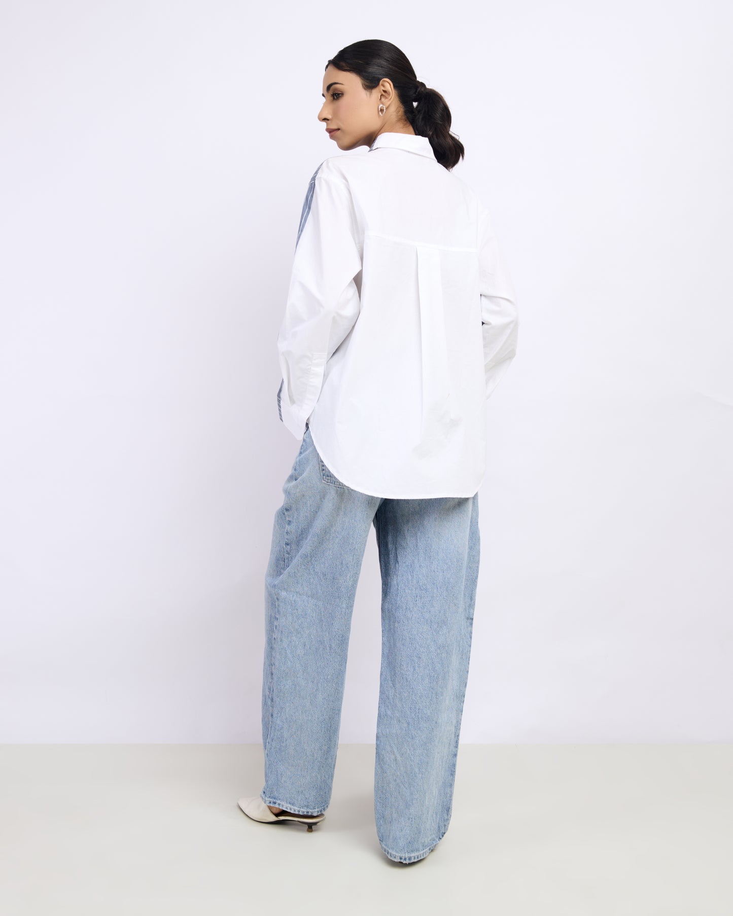 Dual-Tone Pinstripe Relaxed Poplin Shirt