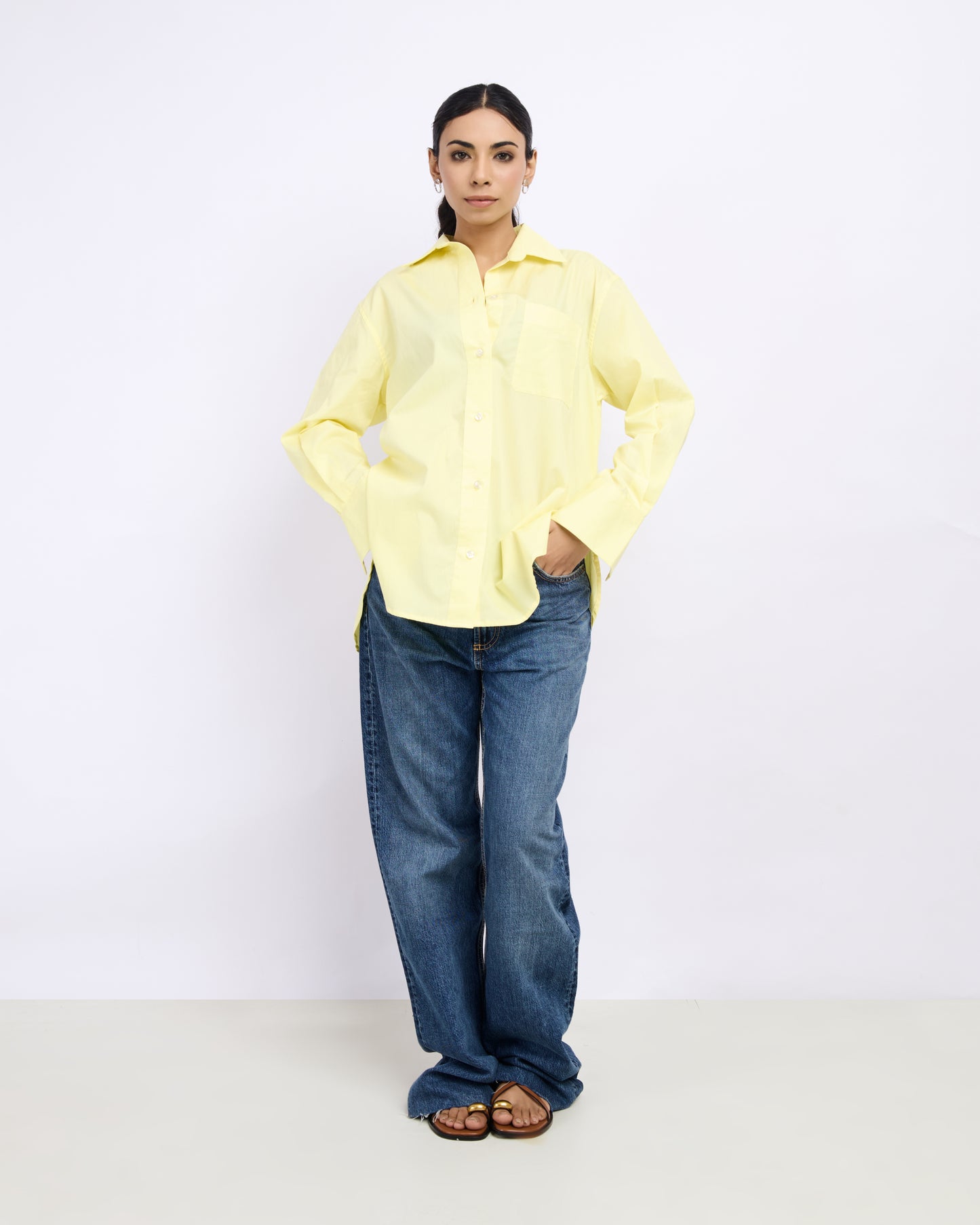 Lemon Yellow Poplin Shirt