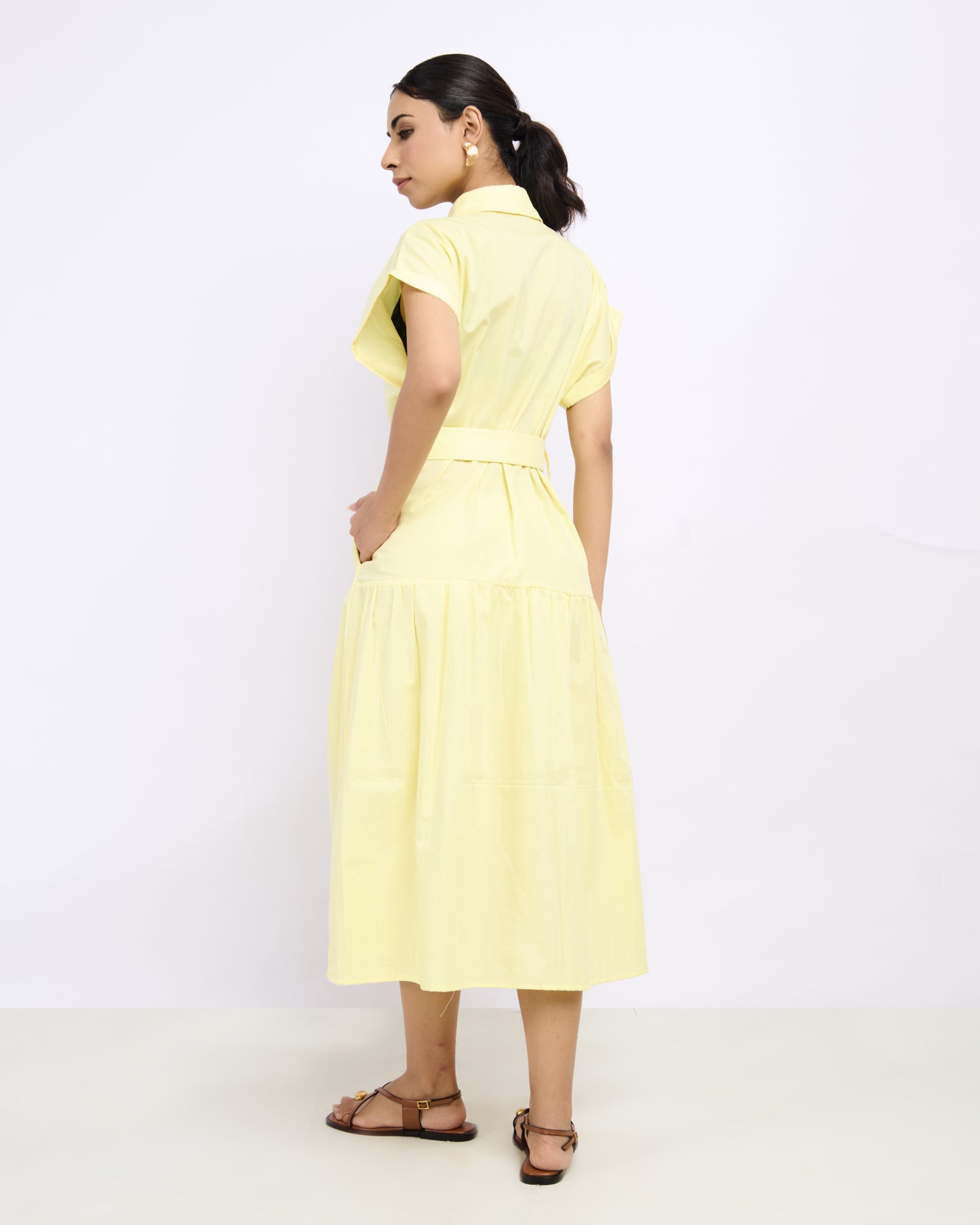 Lemon Yellow Poplin Shirt Dress