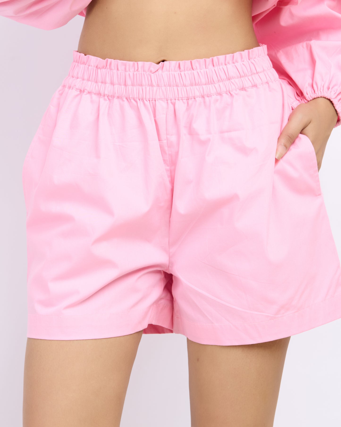 Pink Cotton Poplin Shorts