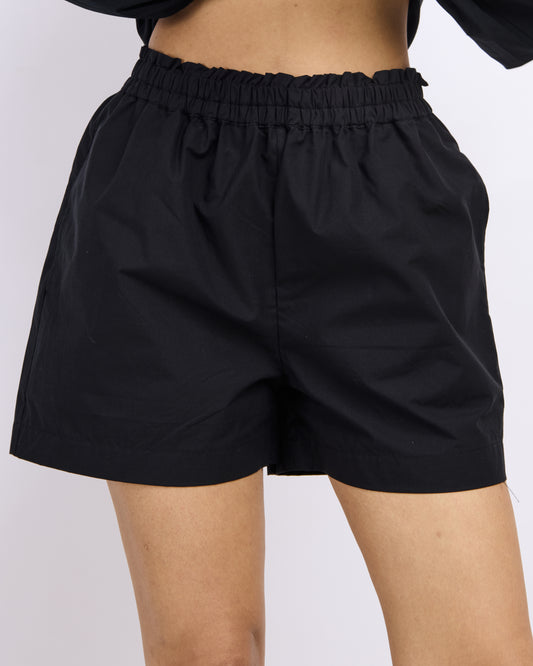 Black Cotton Poplin Shorts