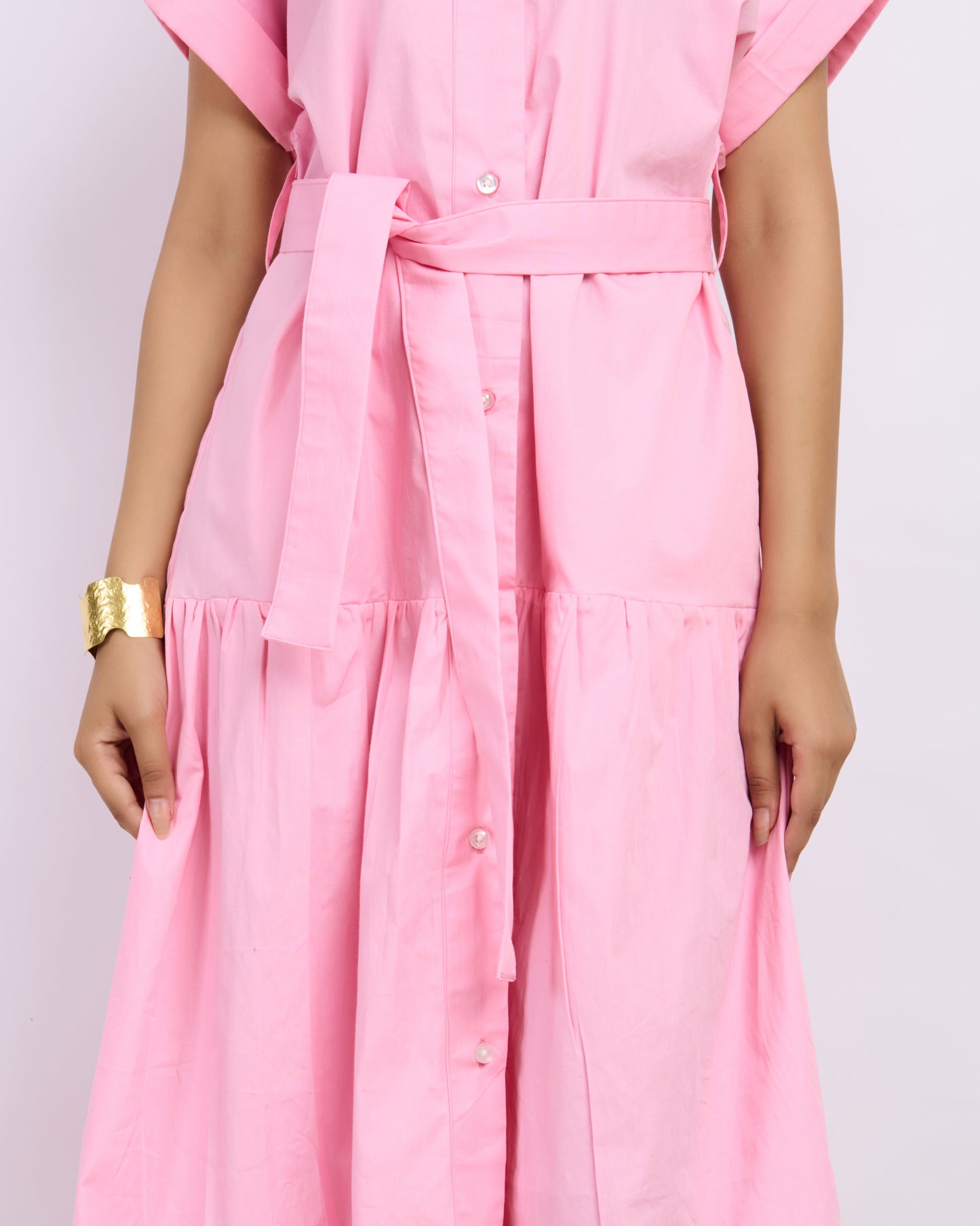 Rosé Cotton Poplin Shirt Dress
