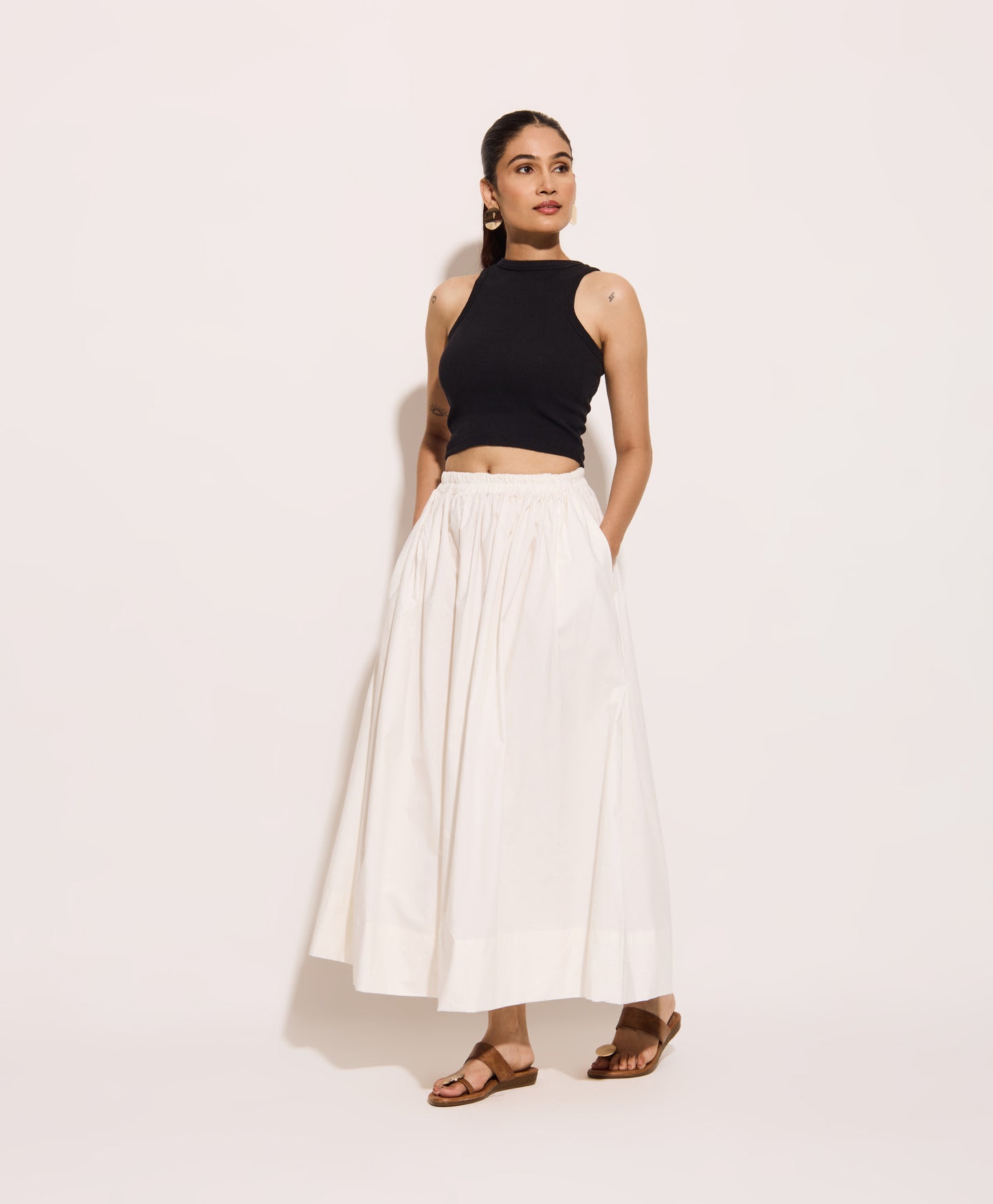 White Cotton Poplin Skirt