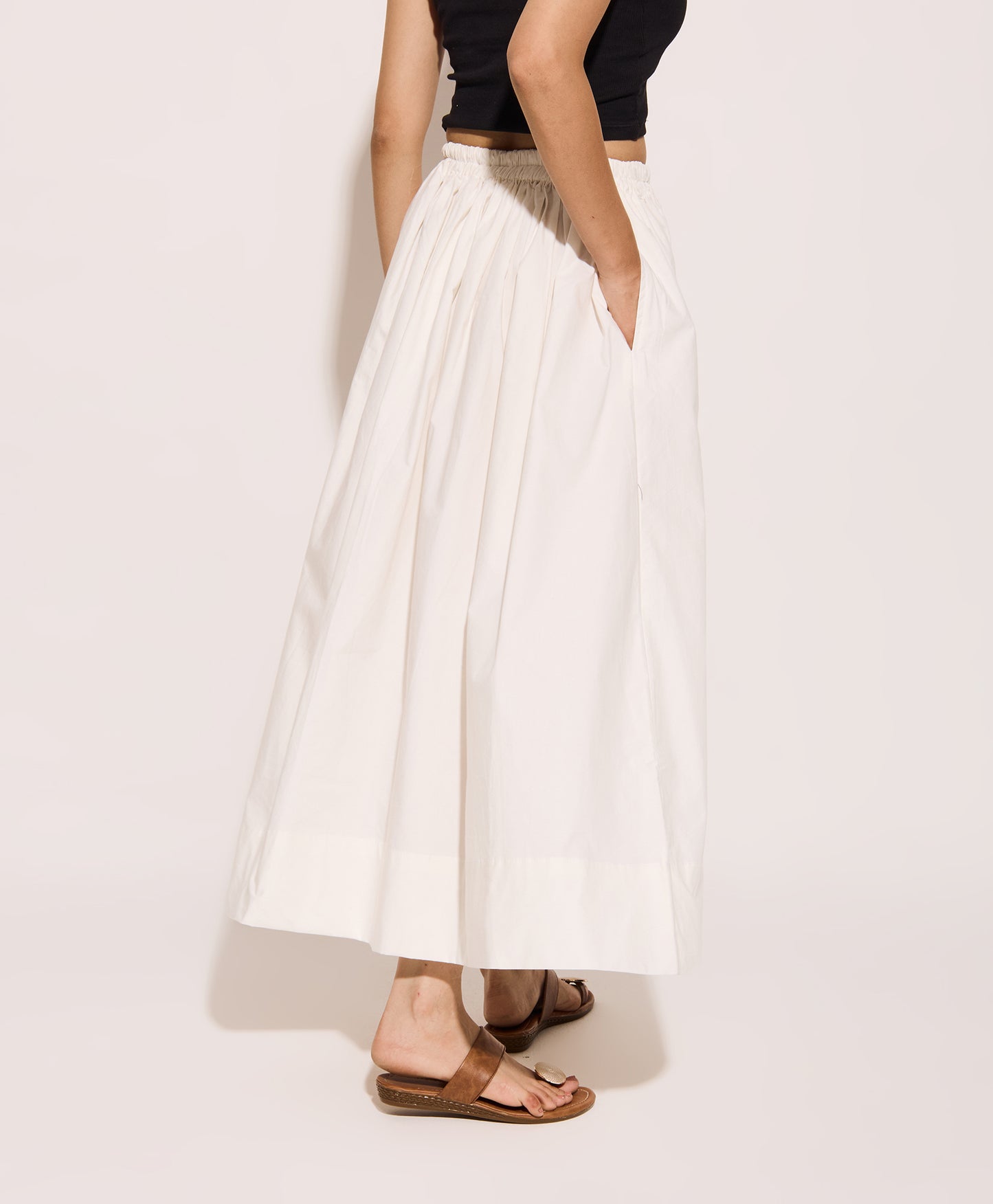 White Cotton Poplin Skirt