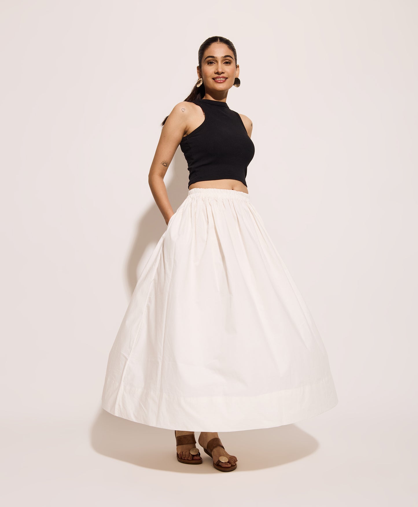 White Cotton Poplin Skirt