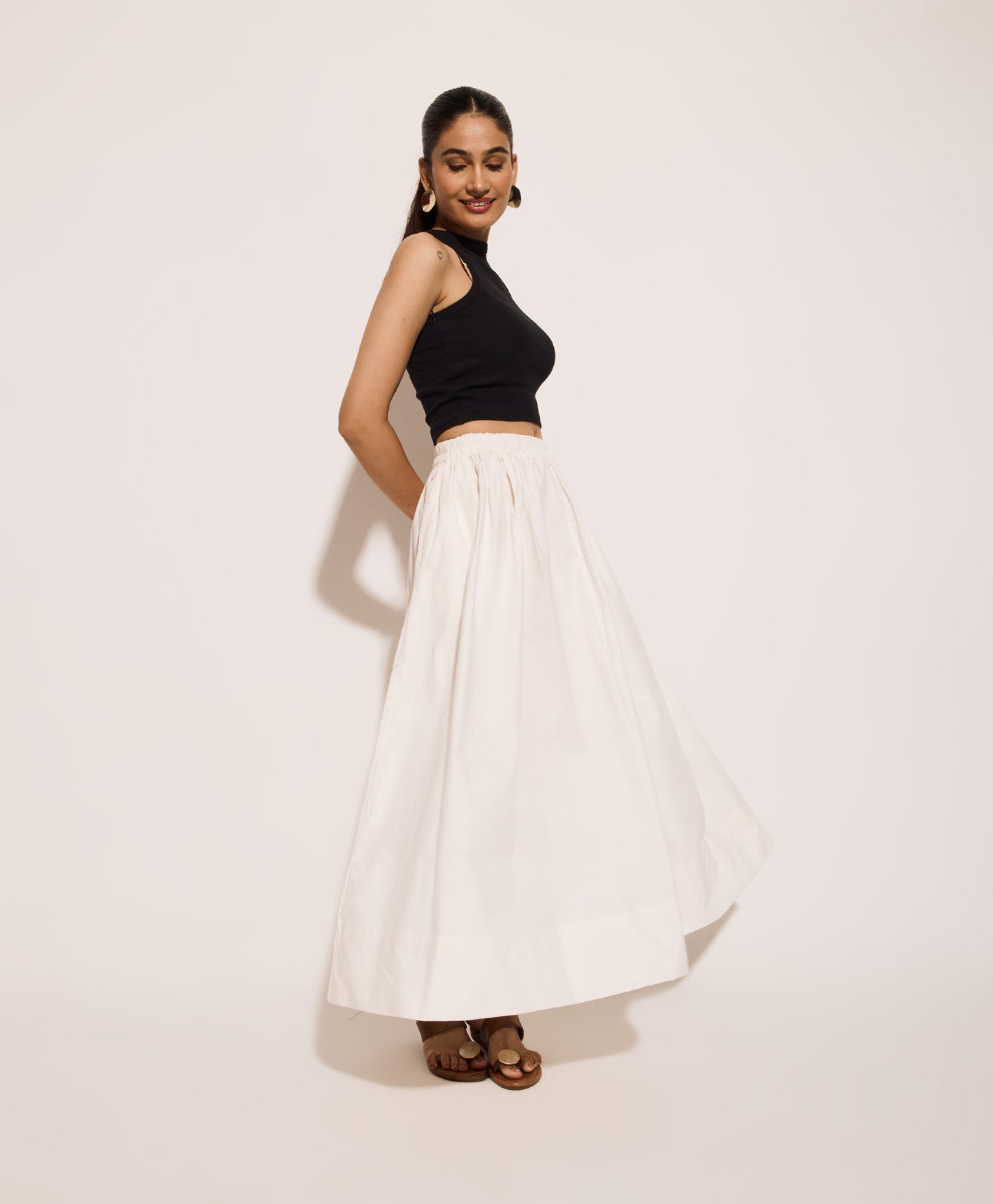 White Cotton Poplin Skirt