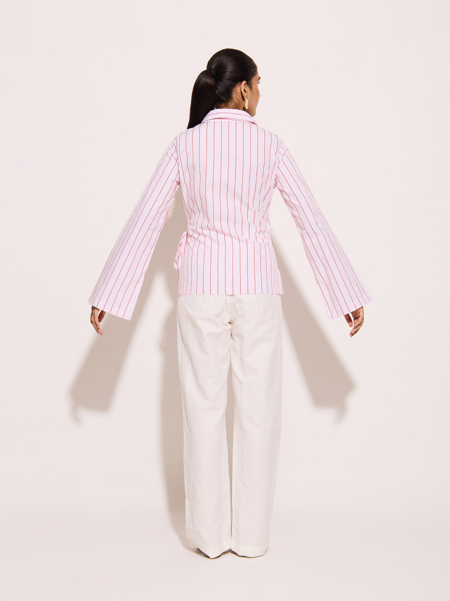 Pin Red Striped Wrap Shirt