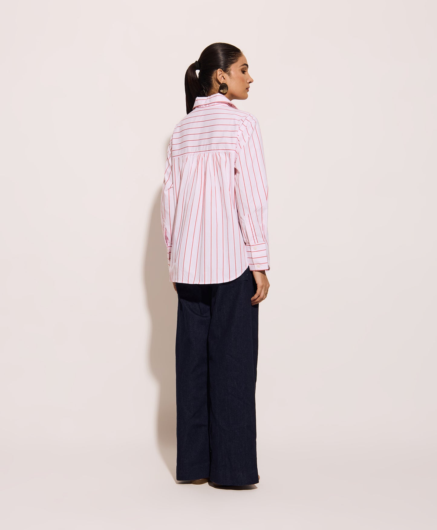 Red Pin Striped Oversized Shirt