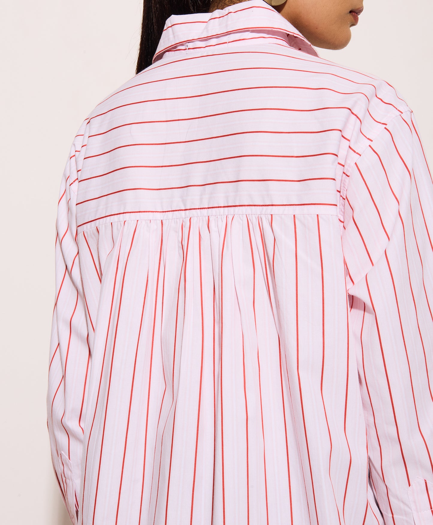 Red Pin Striped Oversized Shirt