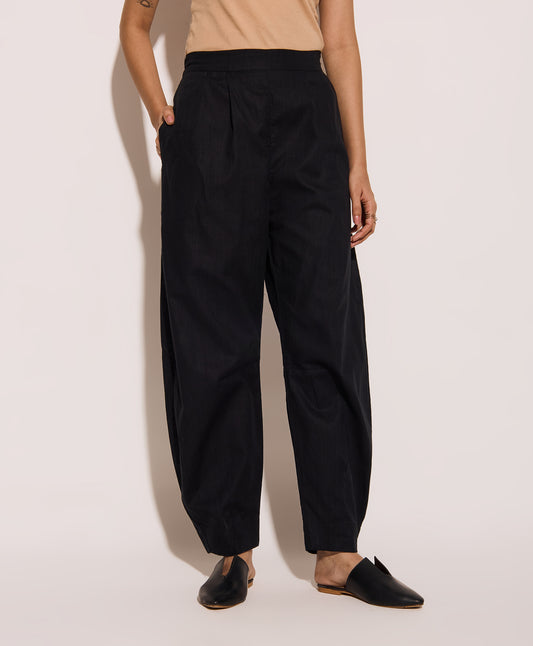 Black Linen Mom Pants