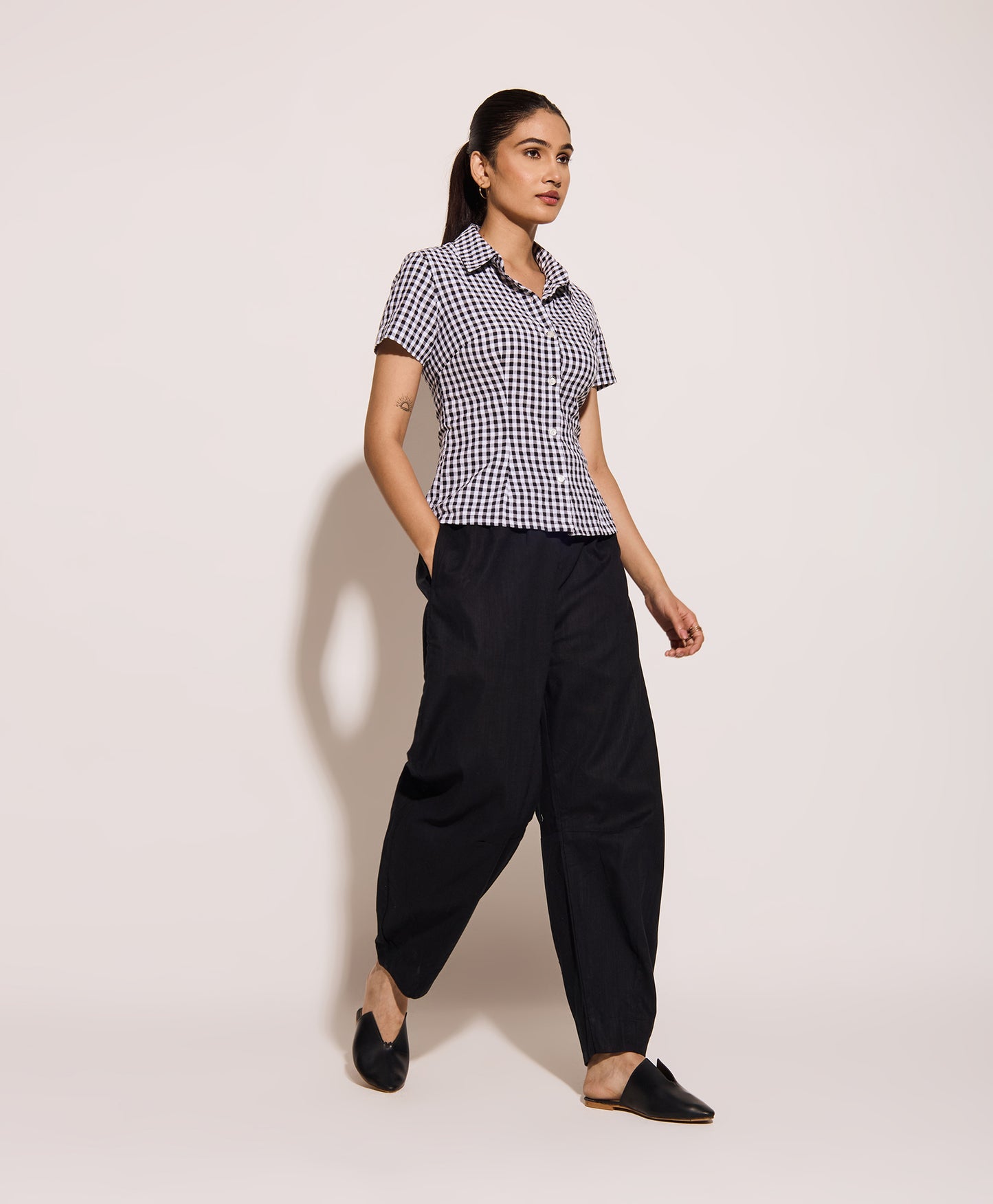 Black Linen Mom Pants