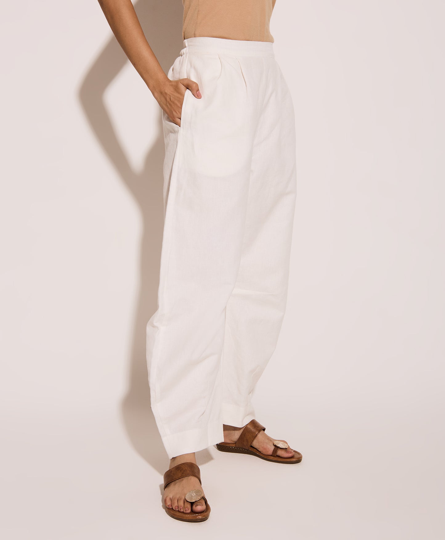 White Linen Mom Pants