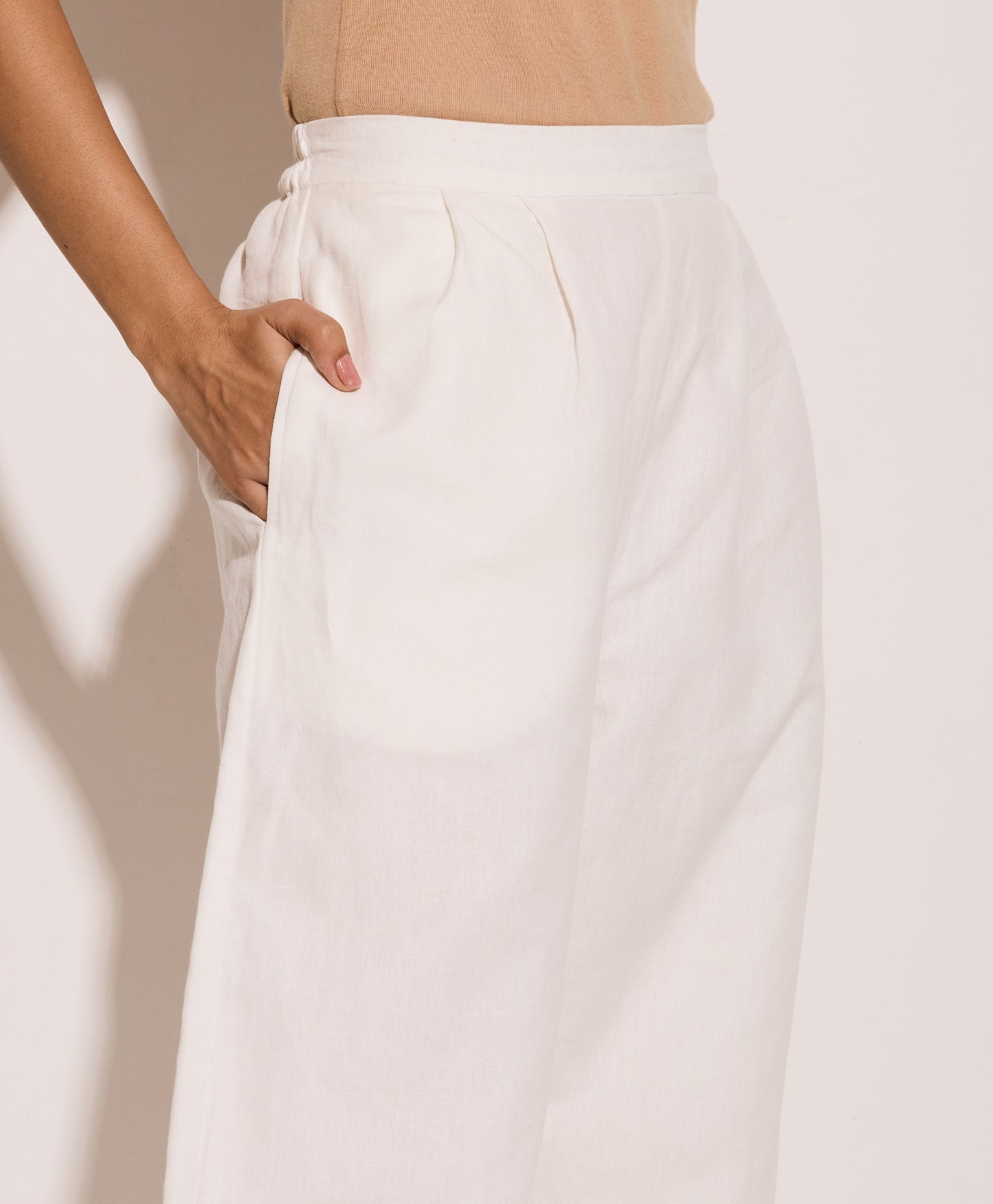 White Linen Mom Pants