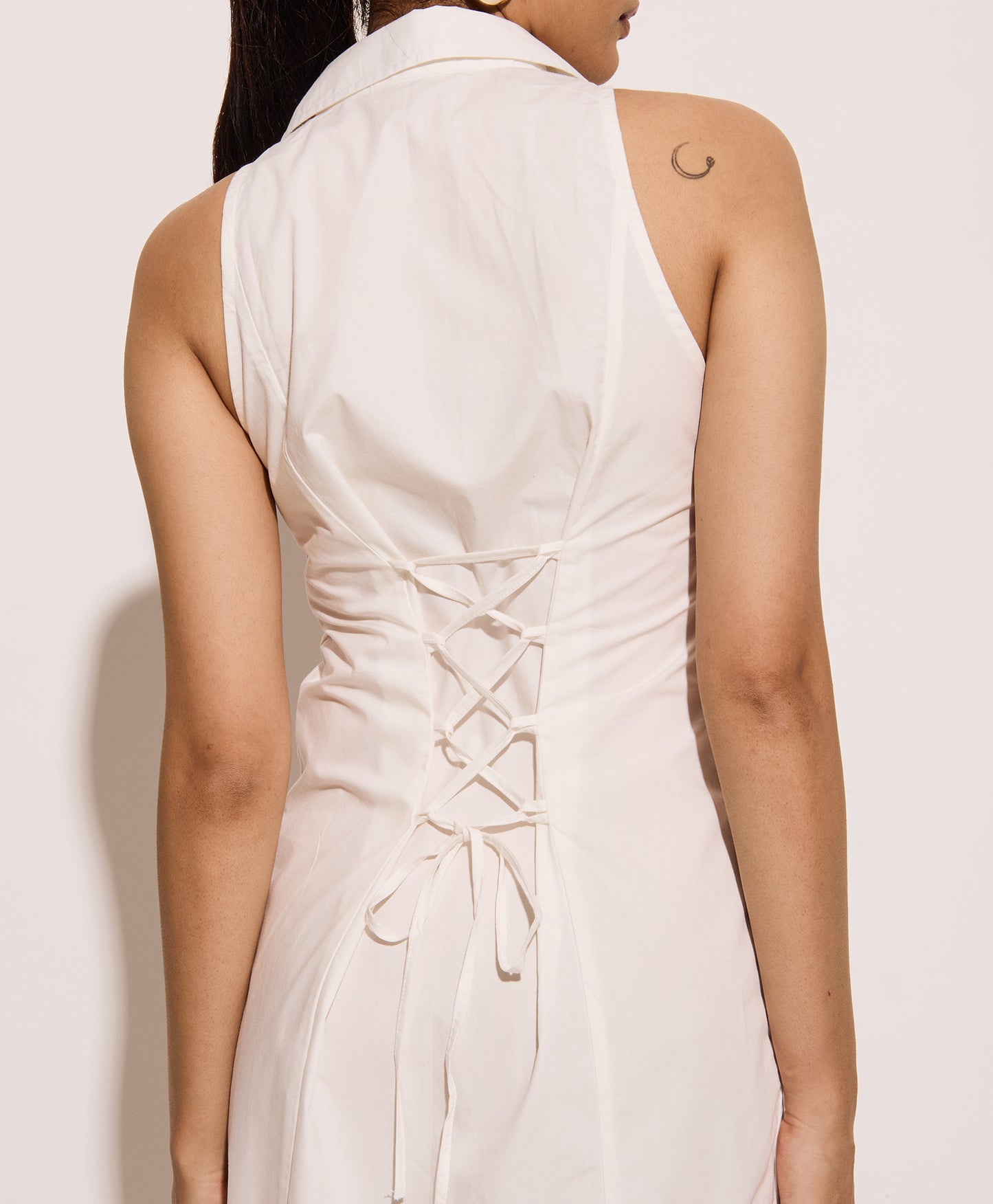 Cotton Poplin Shirt Dress - Tieback