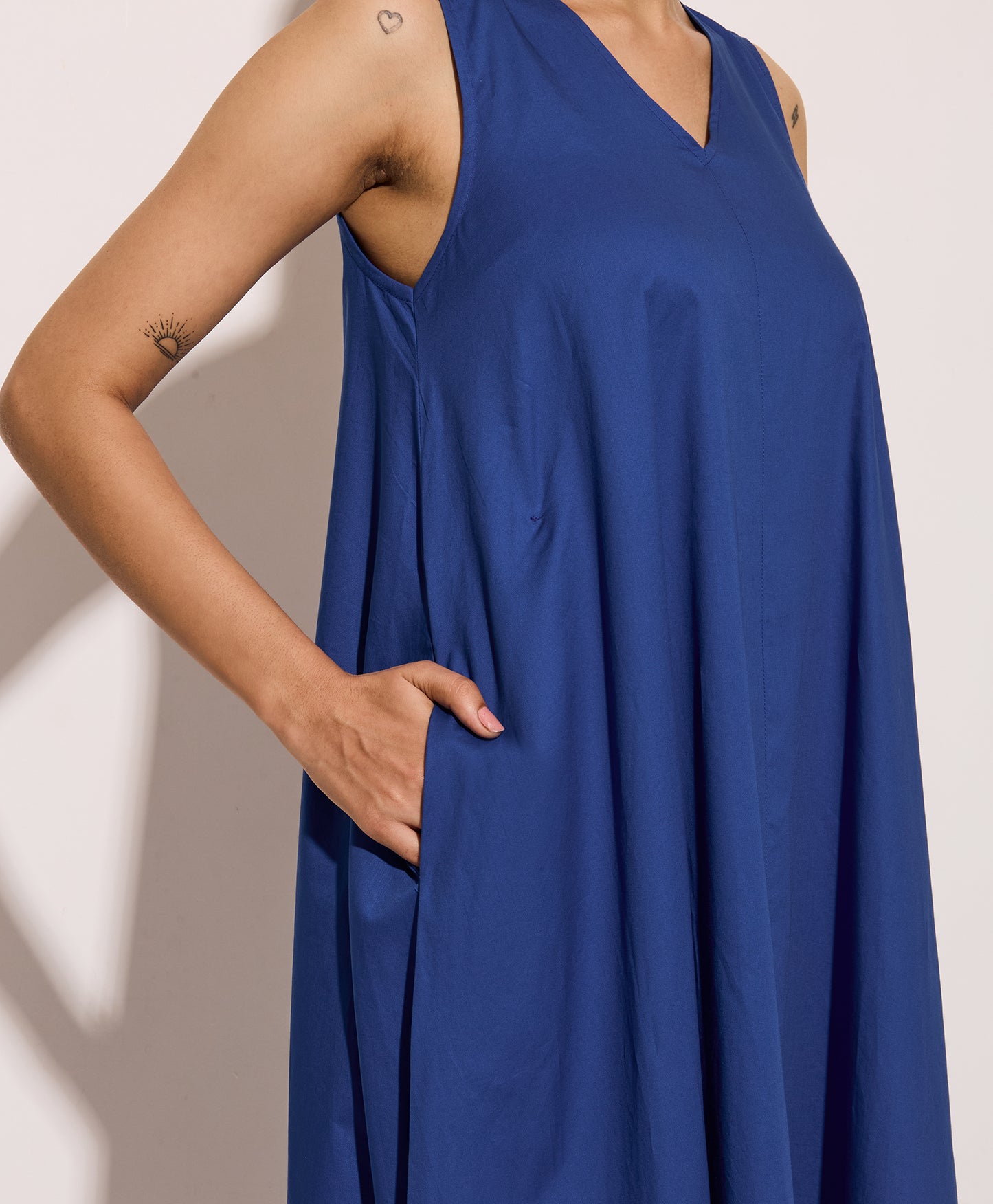 Royal Blue Cotton Poplin Long Swing Dress