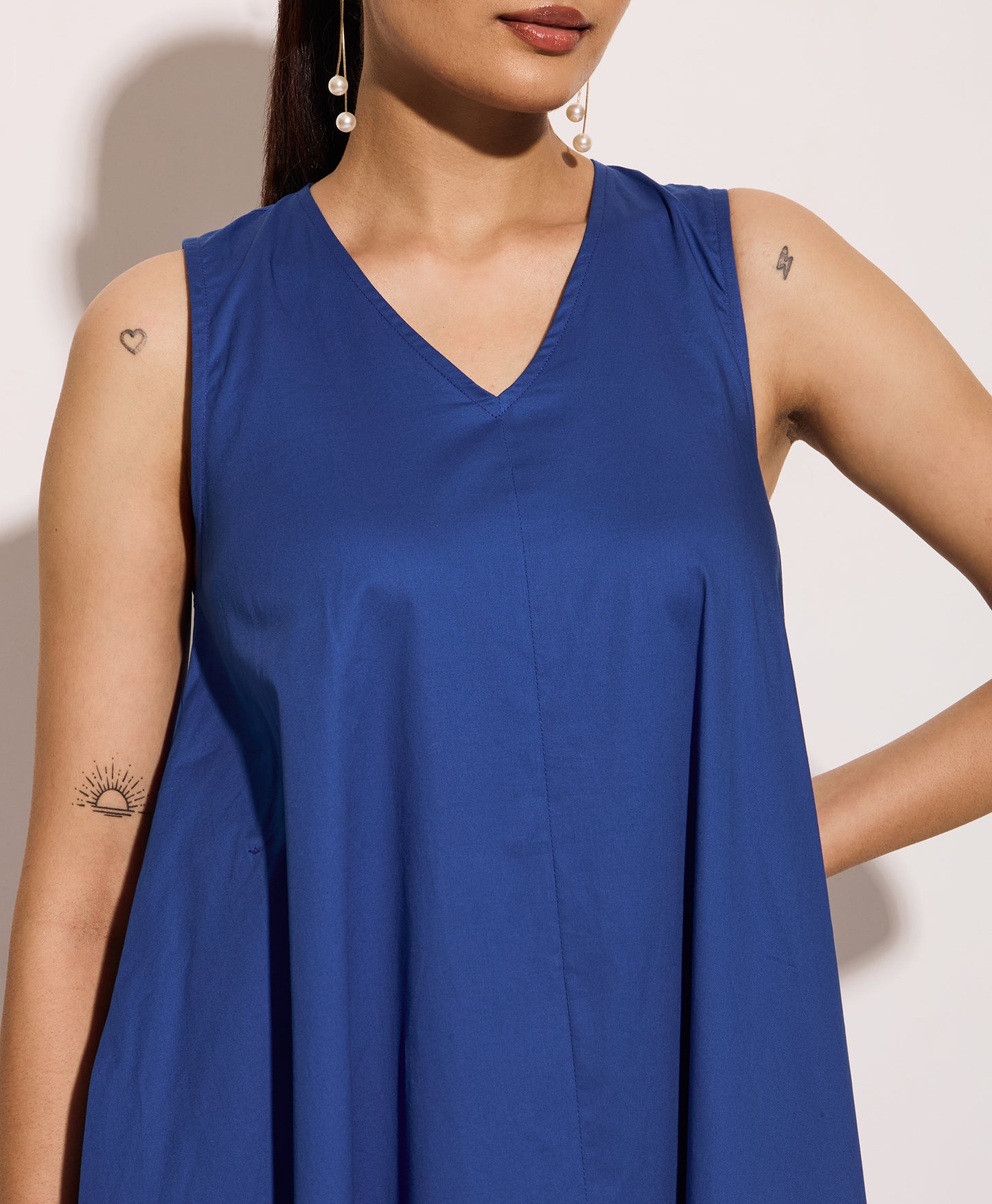 Royal Blue Cotton Poplin Long Swing Dress