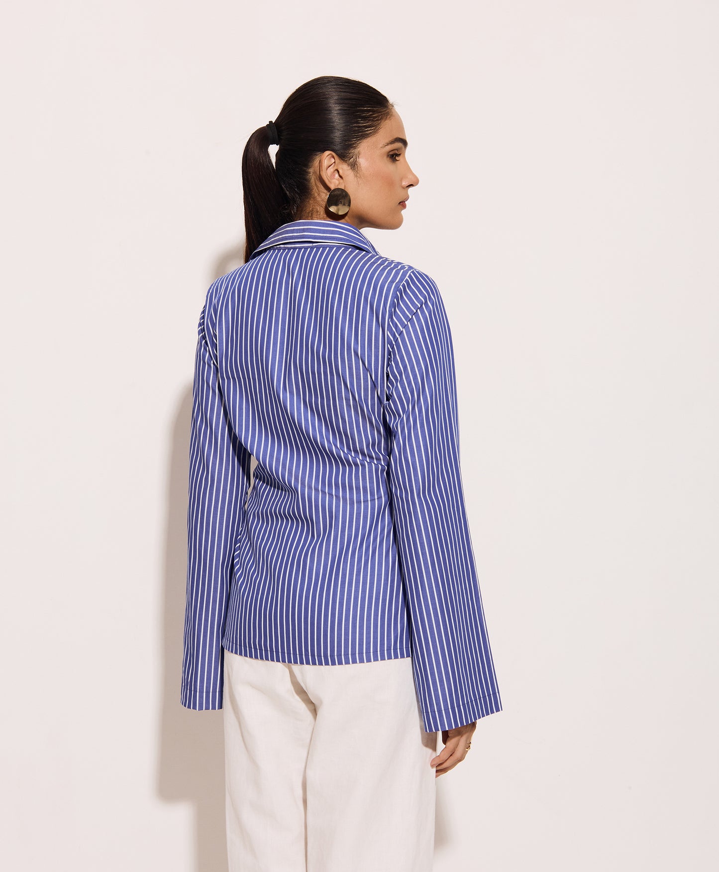 Bold Blue Striped Wrap Shirt