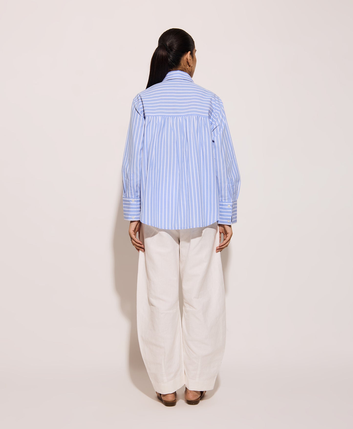 Powder Blue Striped Oversized Shirt