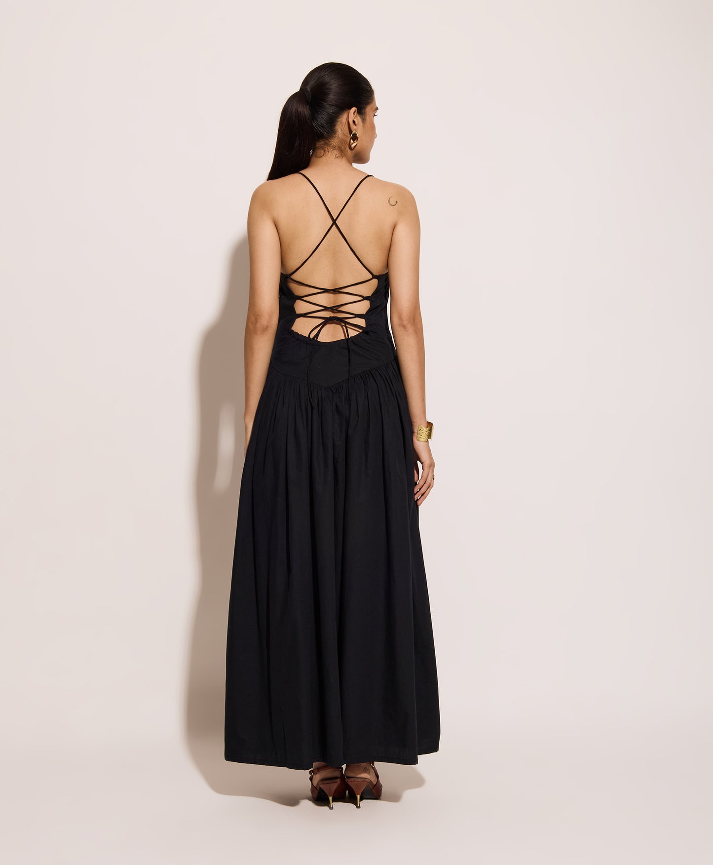Midnight Black Long Corset Dress
