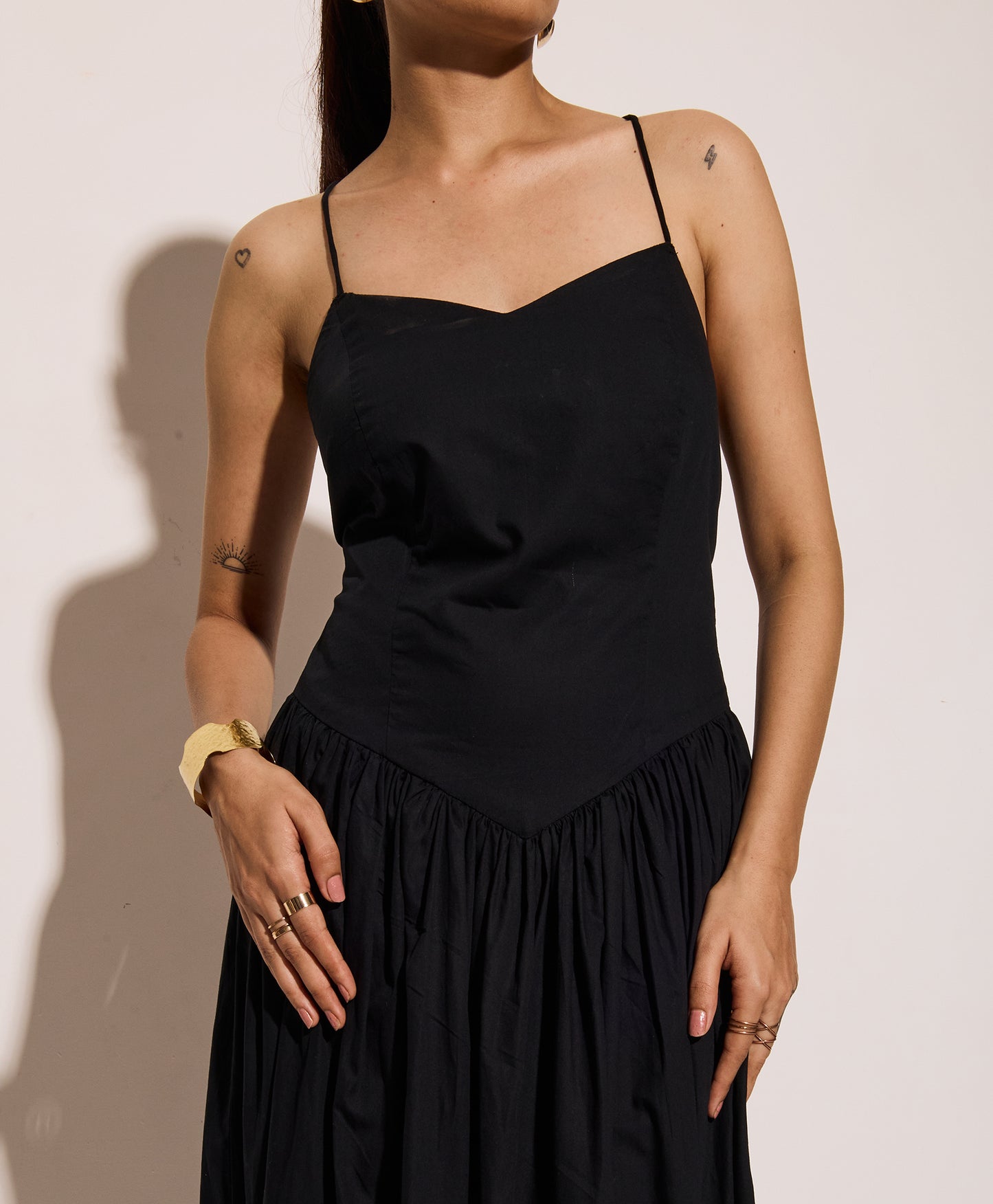 Midnight Black Long Corset Dress