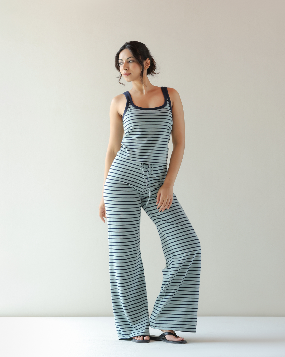 Breeze Pants - Aqua and Navy Striped