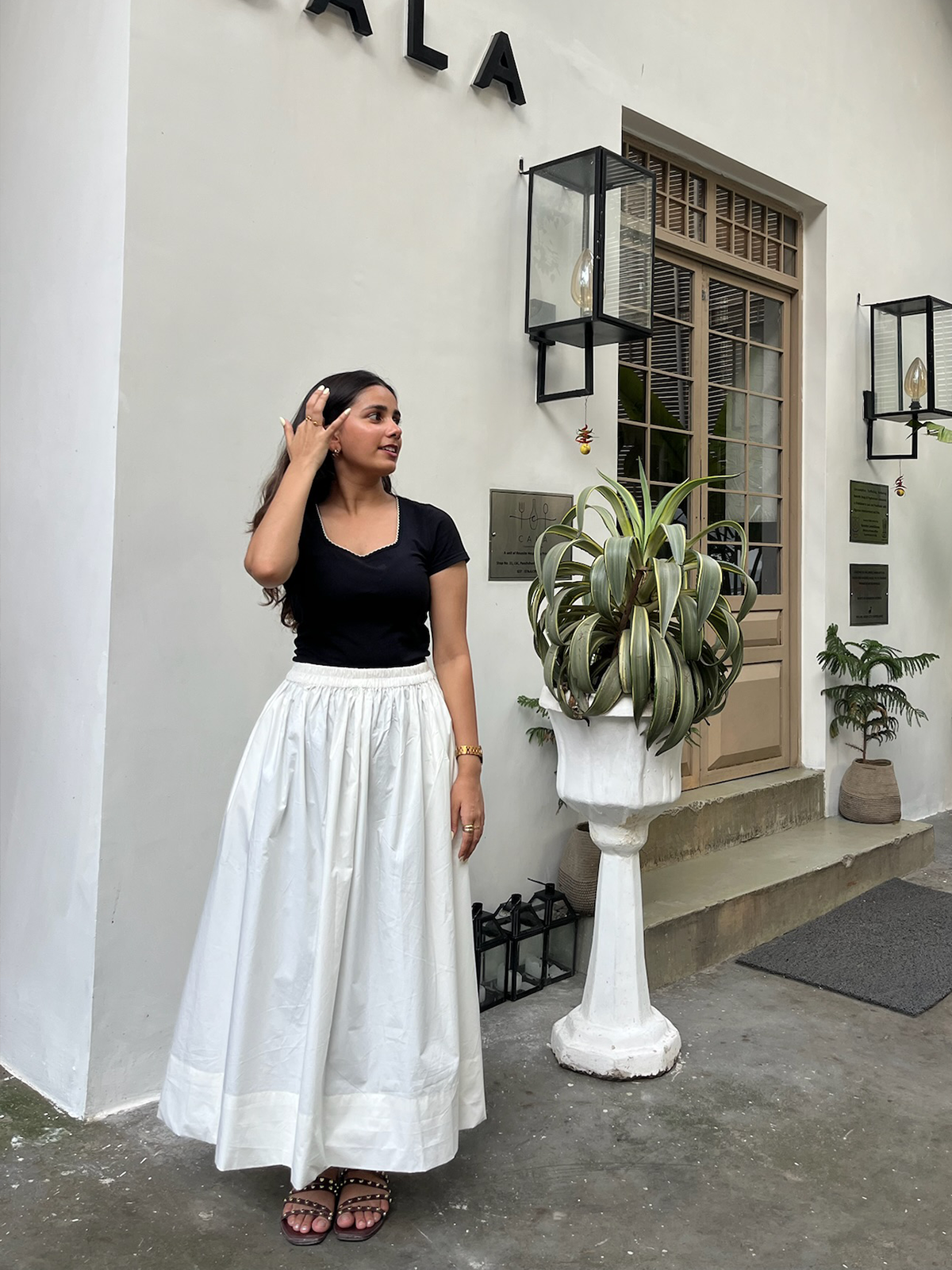 White Cotton Poplin Skirt