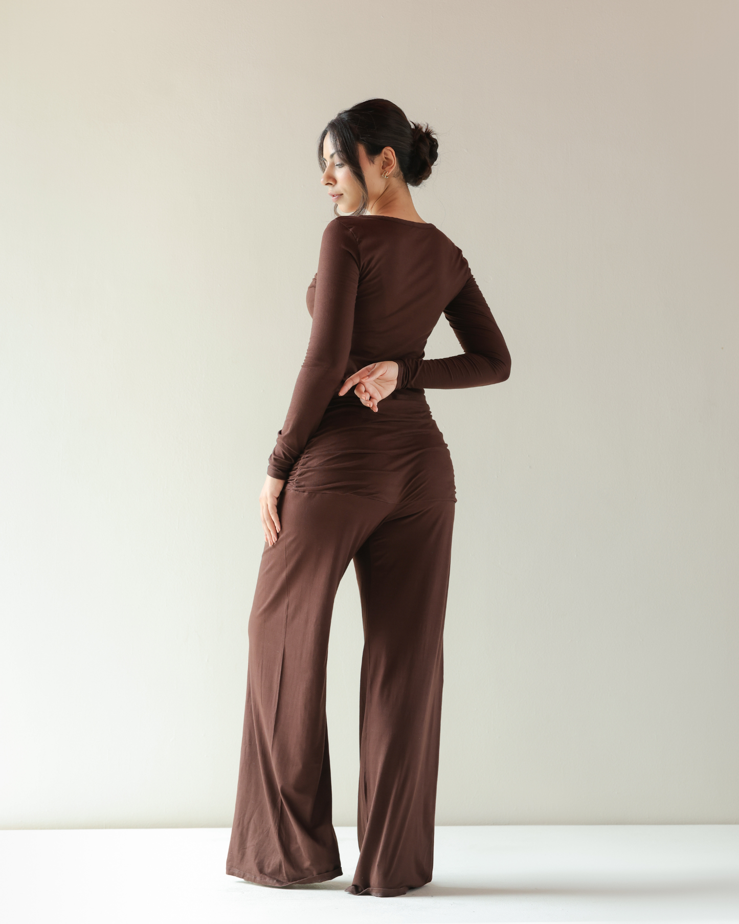 Ruche Knit Pyjama - Brown