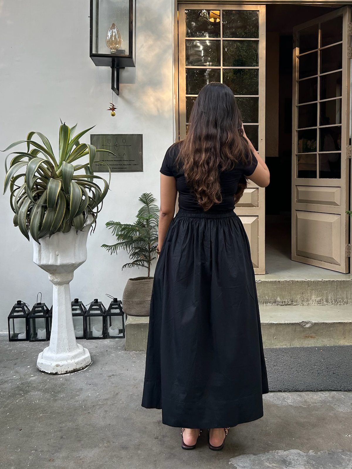 Black Cotton Poplin Skirt