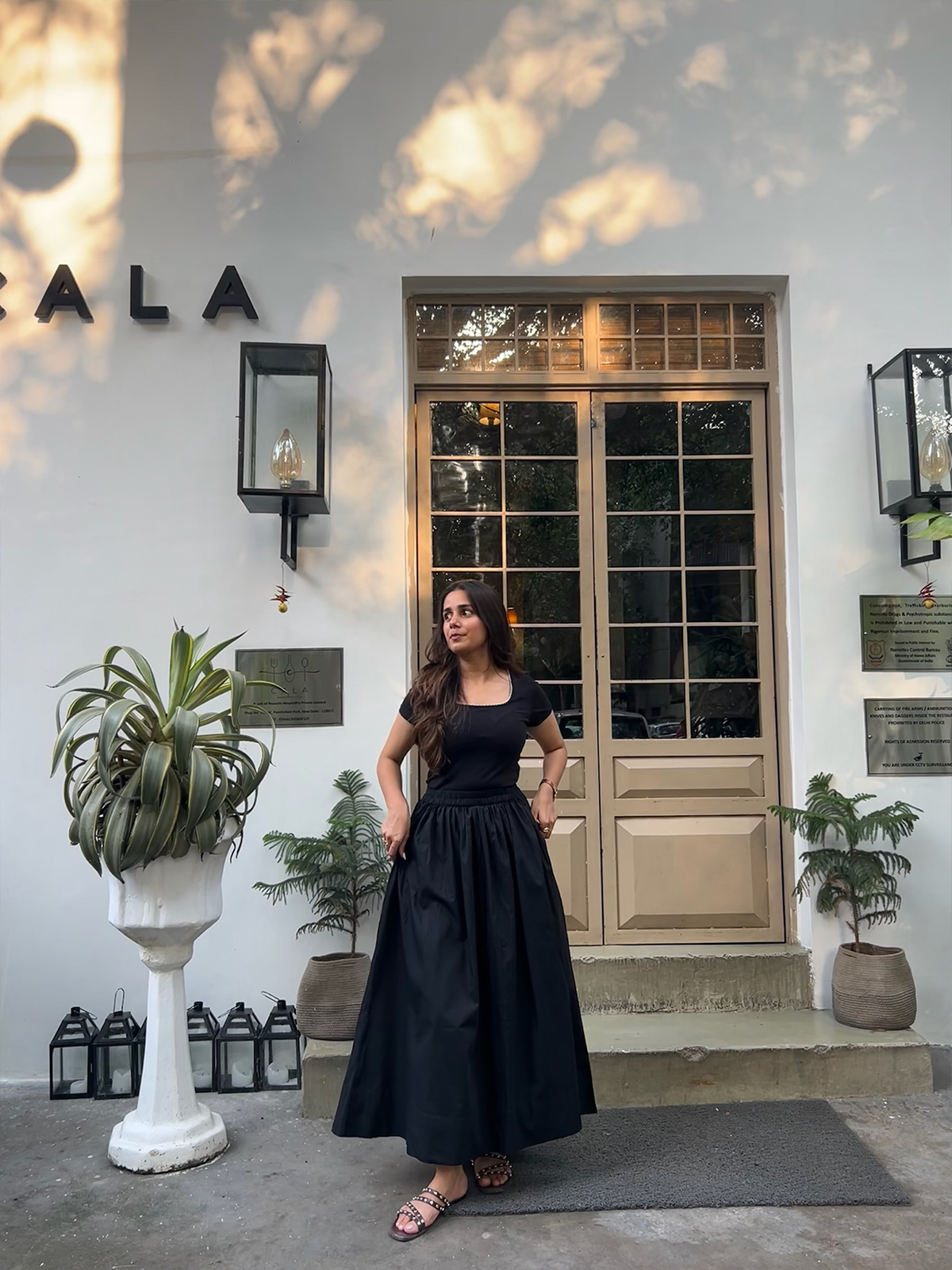 Black Cotton Poplin Skirt