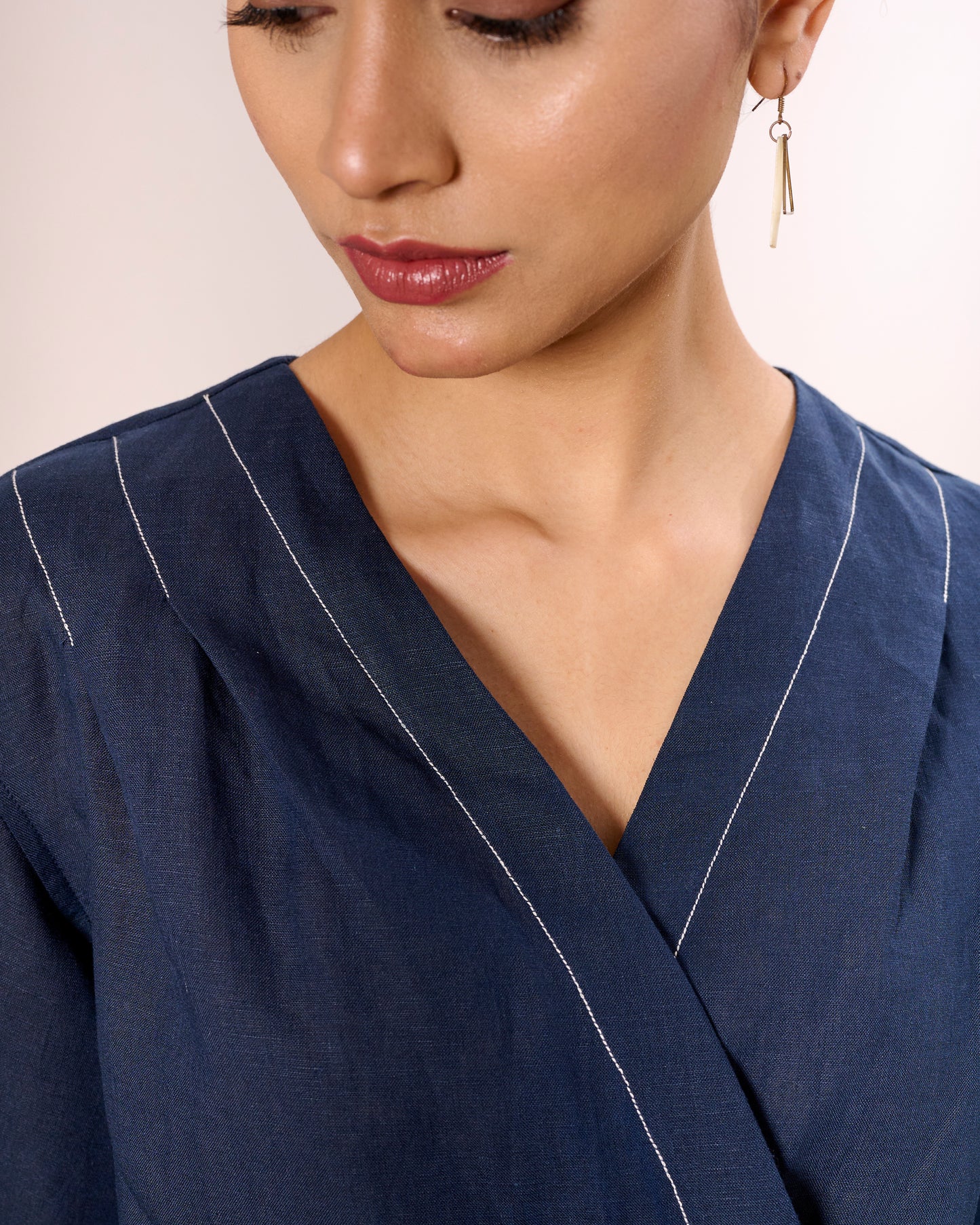 Navy Wrap Linen Shirt