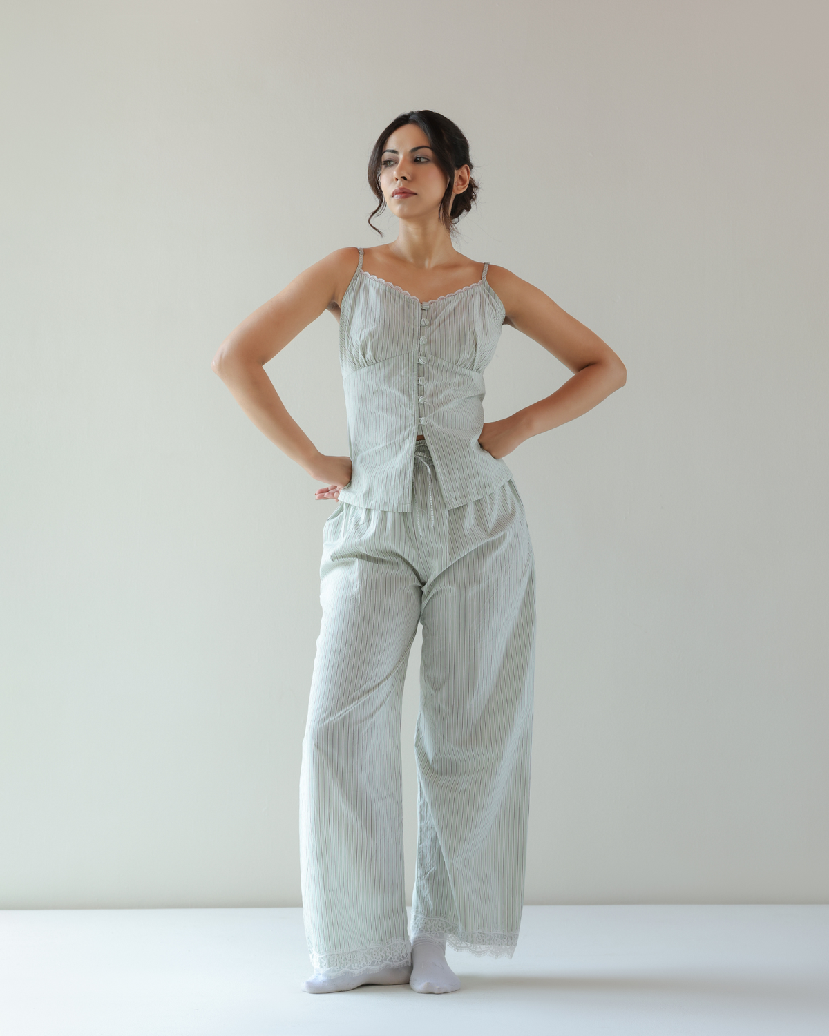 Amy Top - Green Stripe