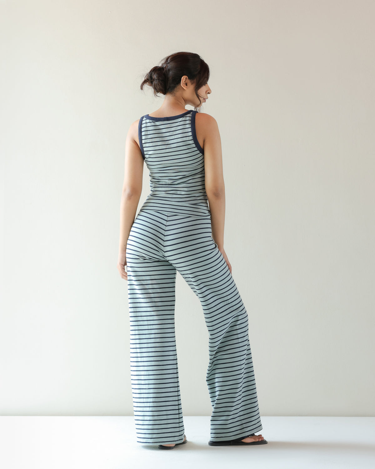 Sail Tank Top - Aqua and Navy Pinstripe