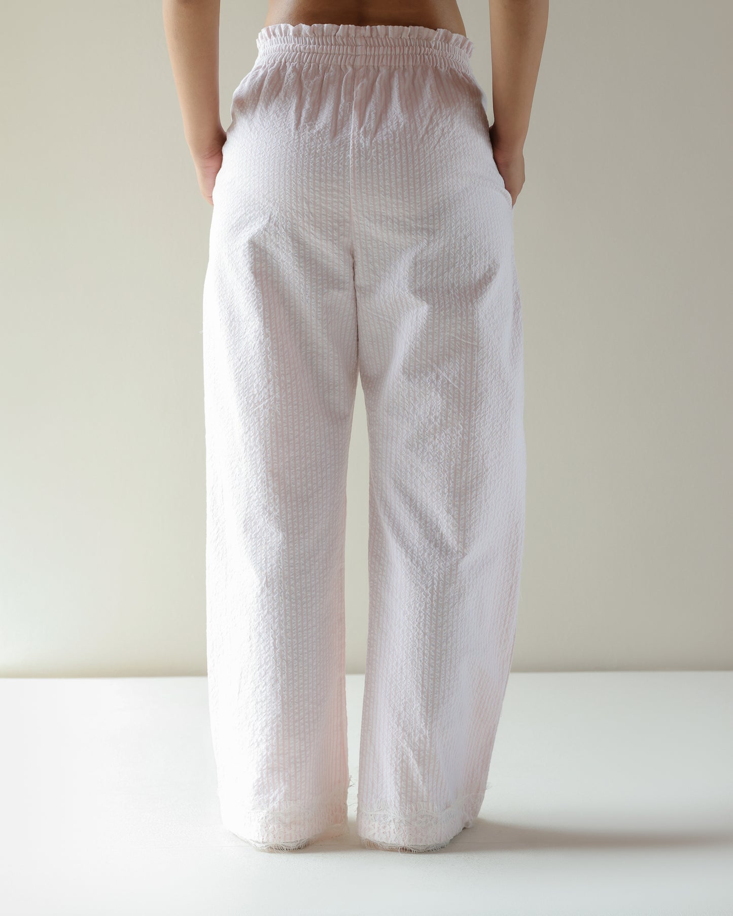 Lounge Pyjama - Pink Stripe Seersucker