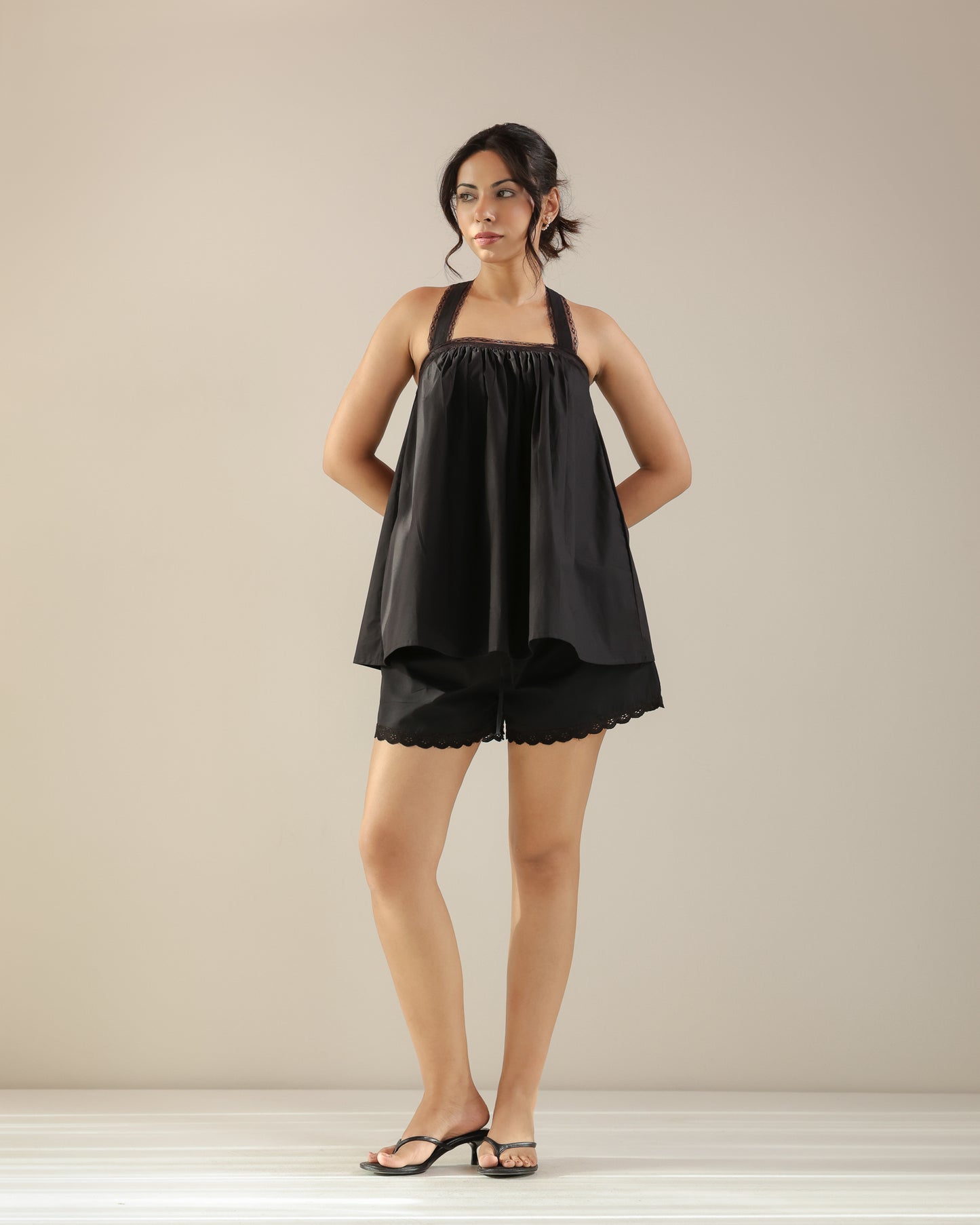 Kai Top - Black Poplin