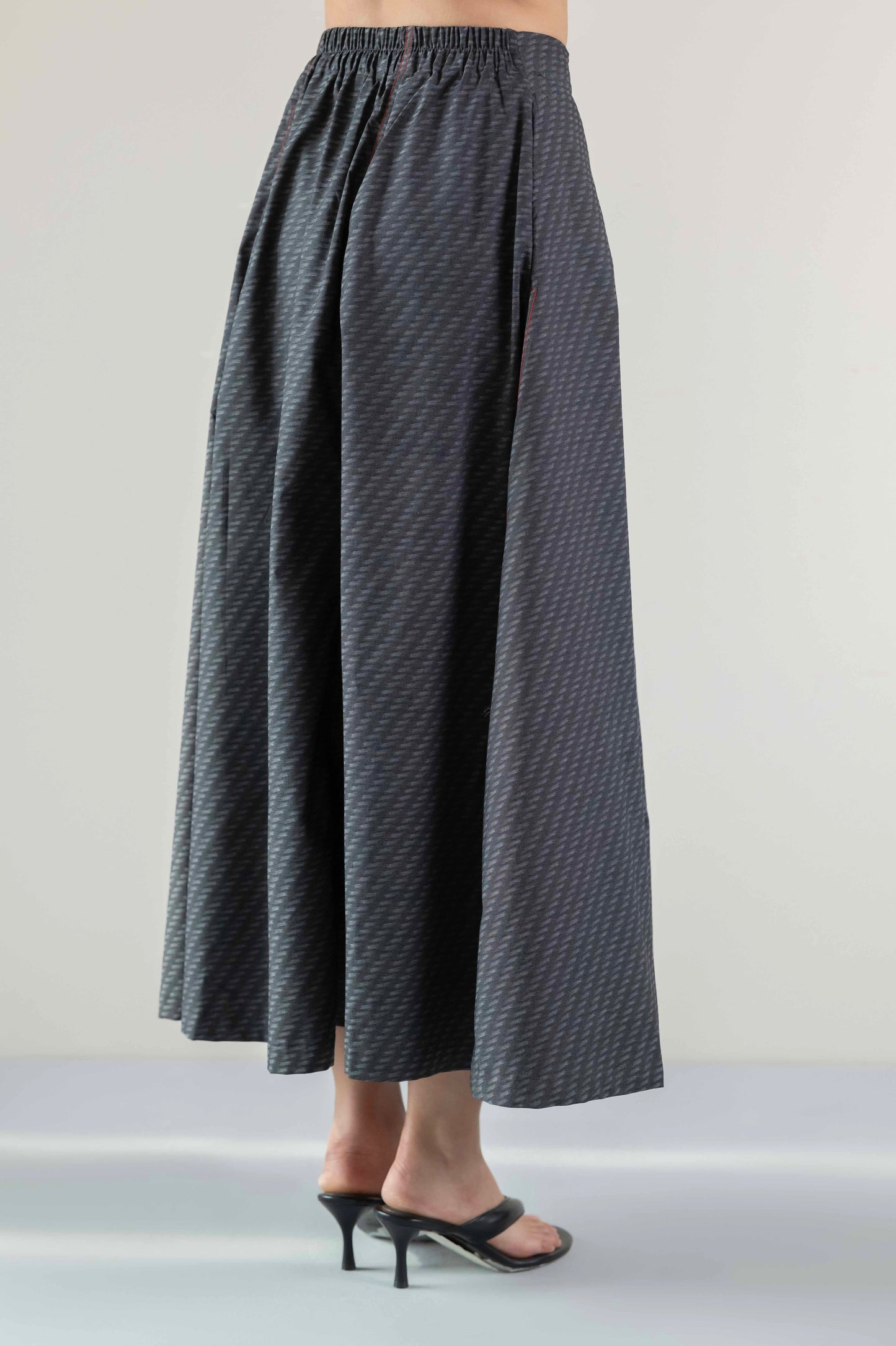 Denim Panel Skirt- Black
