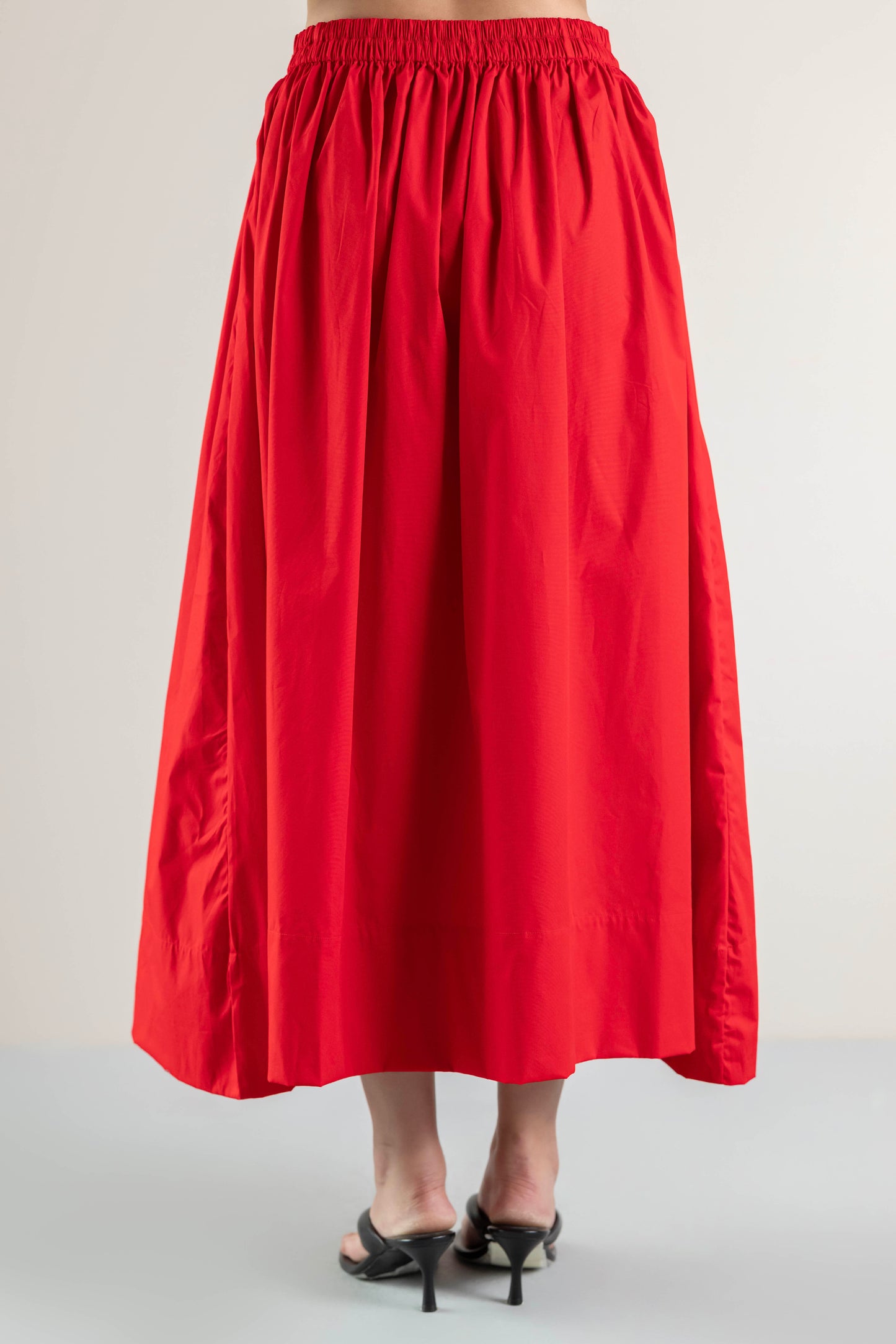 Goji Red Cotton Poplin Skirt