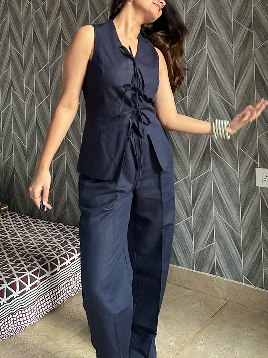 Navy Blue Linen Pants