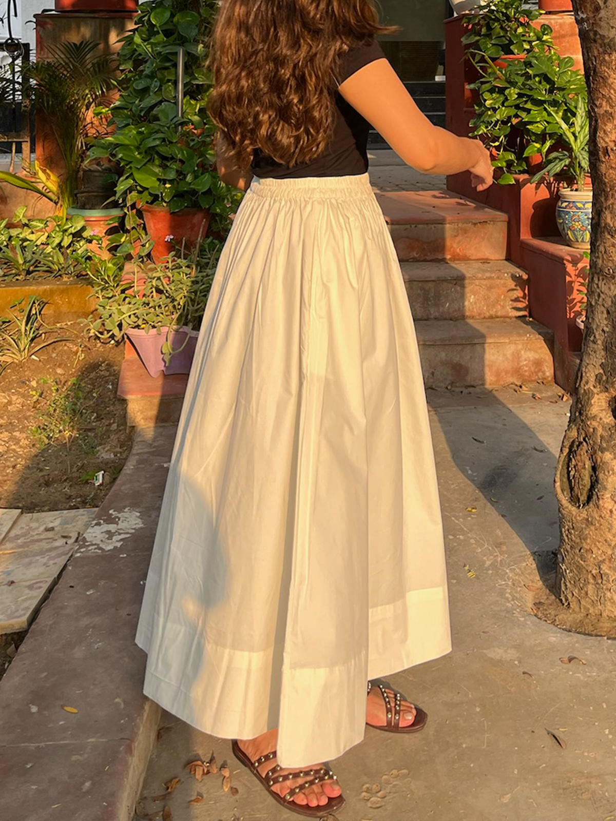 White Cotton Poplin Skirt