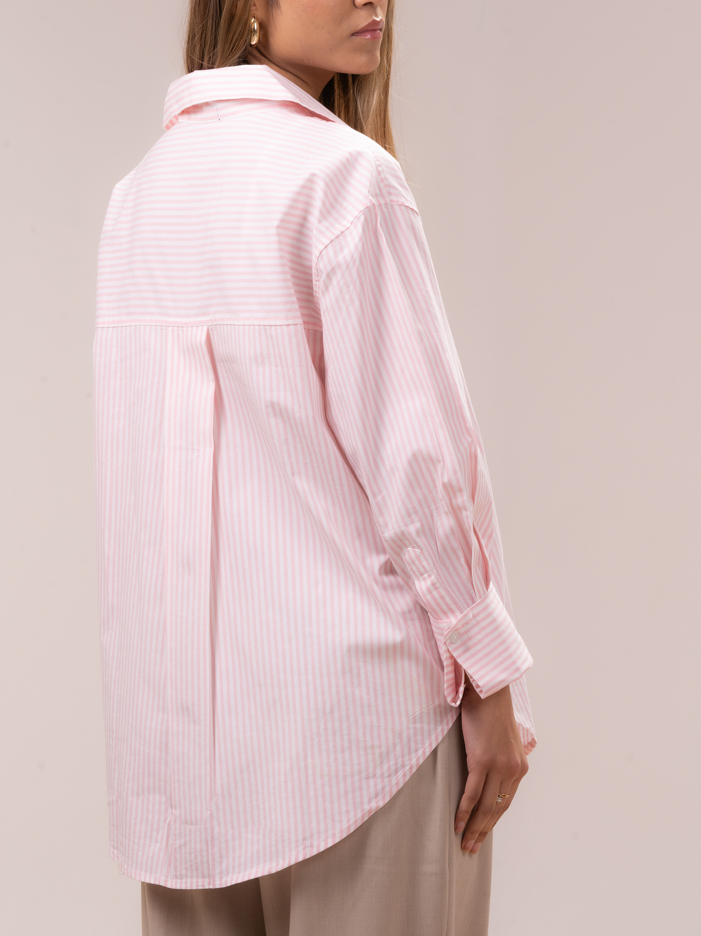 Peach Striped Oversized Shirt
