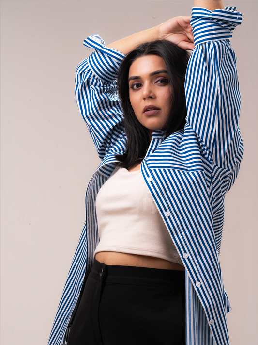 Blue Striped Oversized Shirt