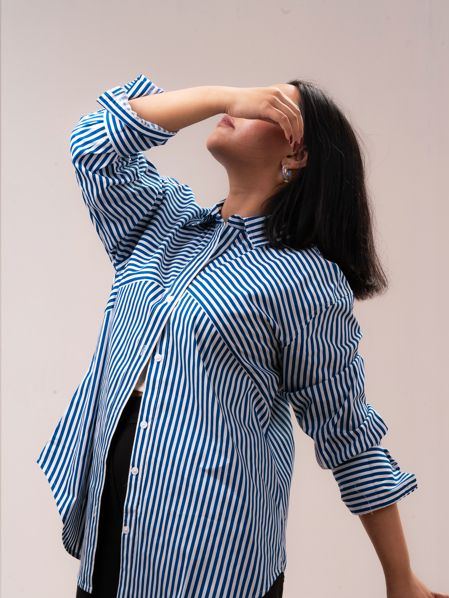 Blue Striped Oversized Shirt